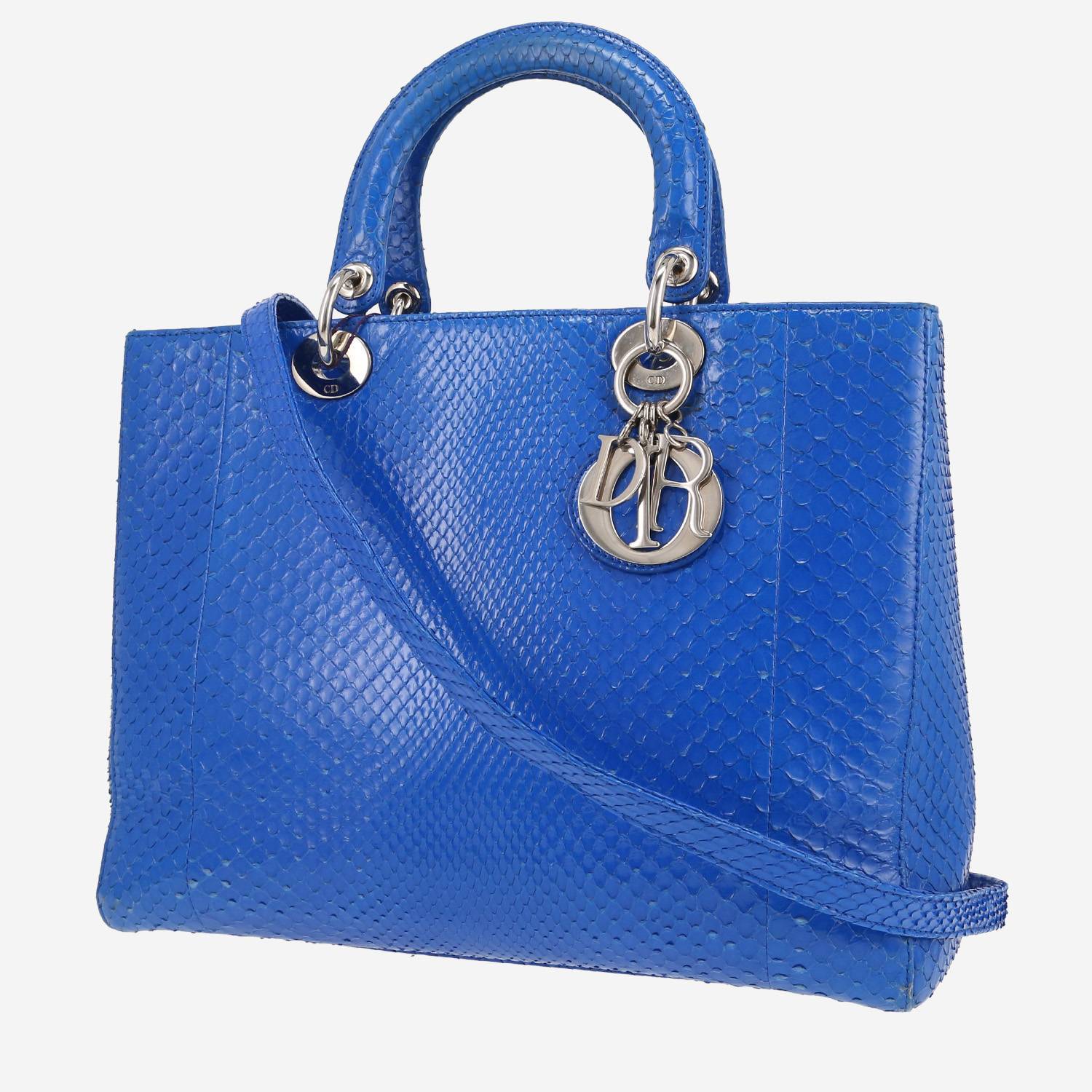 Dior Lady Dior large model handbag in blue python