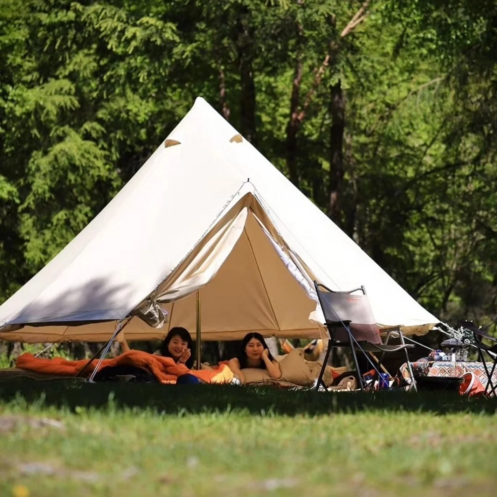 Outdoor Waterproof Family Camping Cotton Canvas Bell Tent Luxury Glamping Yurt Diameter 4M (13.1FT) - Image 2