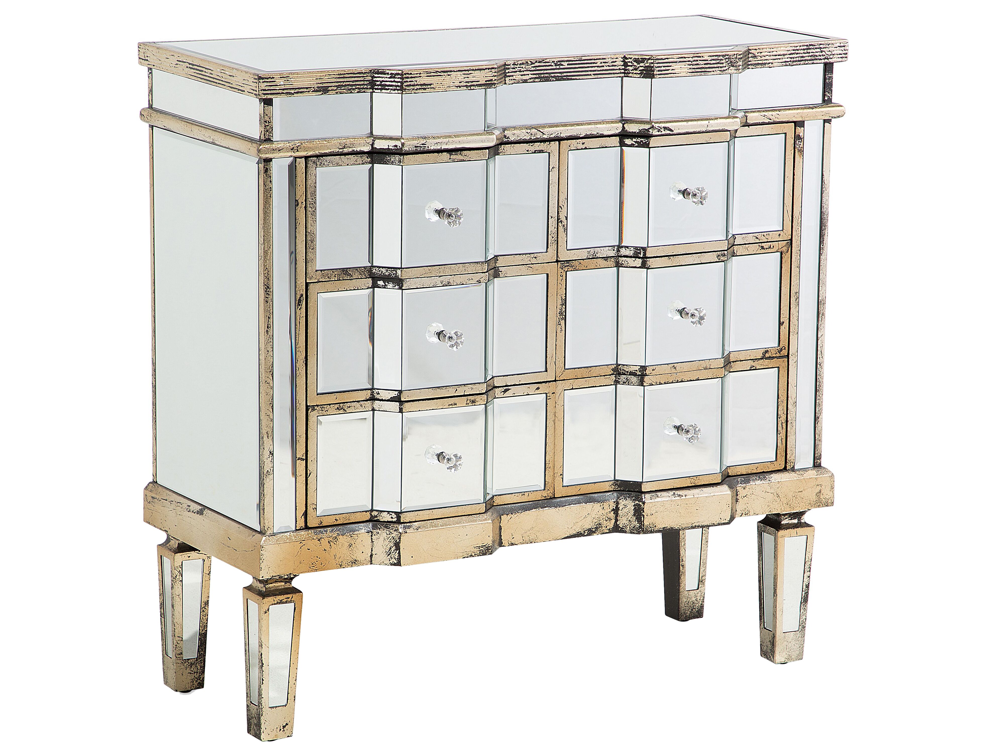 6 Drawer Chest MOZELA Mirrored Silver