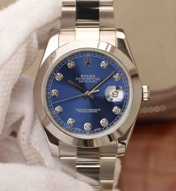 Replica Rolex DateJust 41mm 126300 Noob Blue Dial Diamonds Markers SS Oyster Bracelet A3235 - Top club