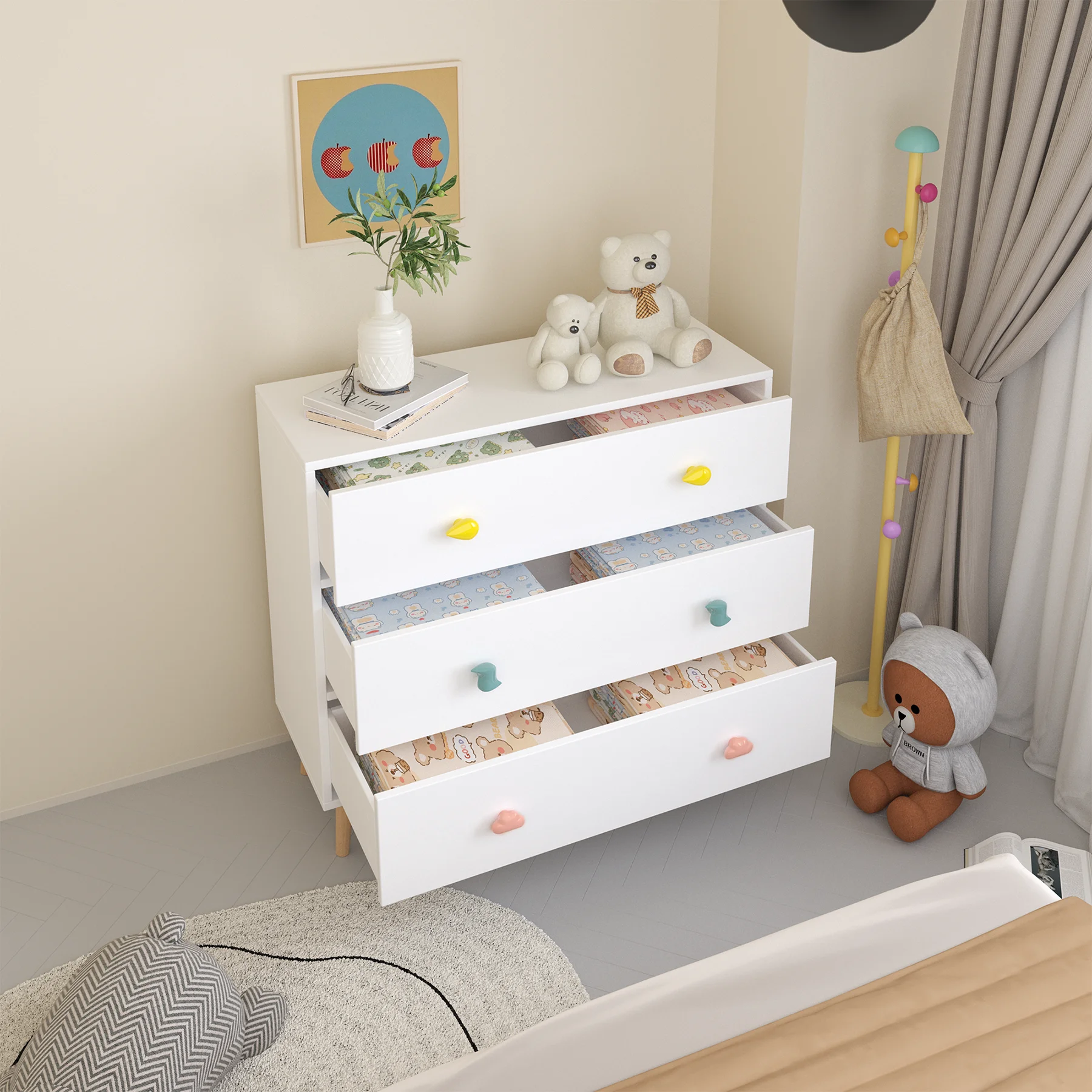 Miniyam Drawer Dresser with Glides & Safety Design for Kids, Colorful - Image 9