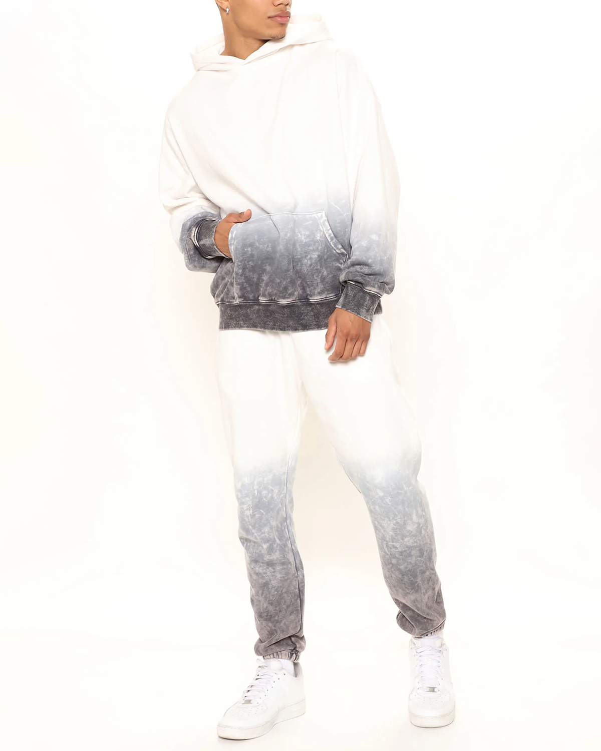 Men's Ombre Tie Dye Print Hoodie Set