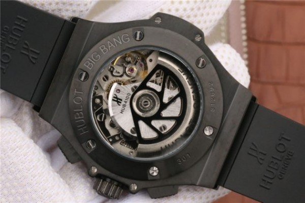 Replica Hublot Big Bang 44mm Full Ceramic Black Dial Black Rubber Strap HUB4100 - Top club