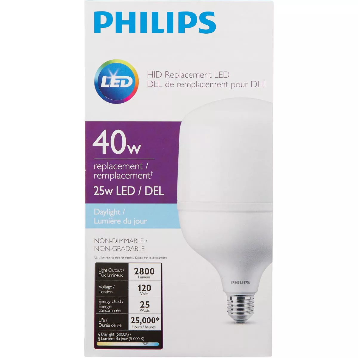 Philips 40W HID Equivalent Frosted T-Shape Medium Base LED High-Intensity Replacement Light Bulb