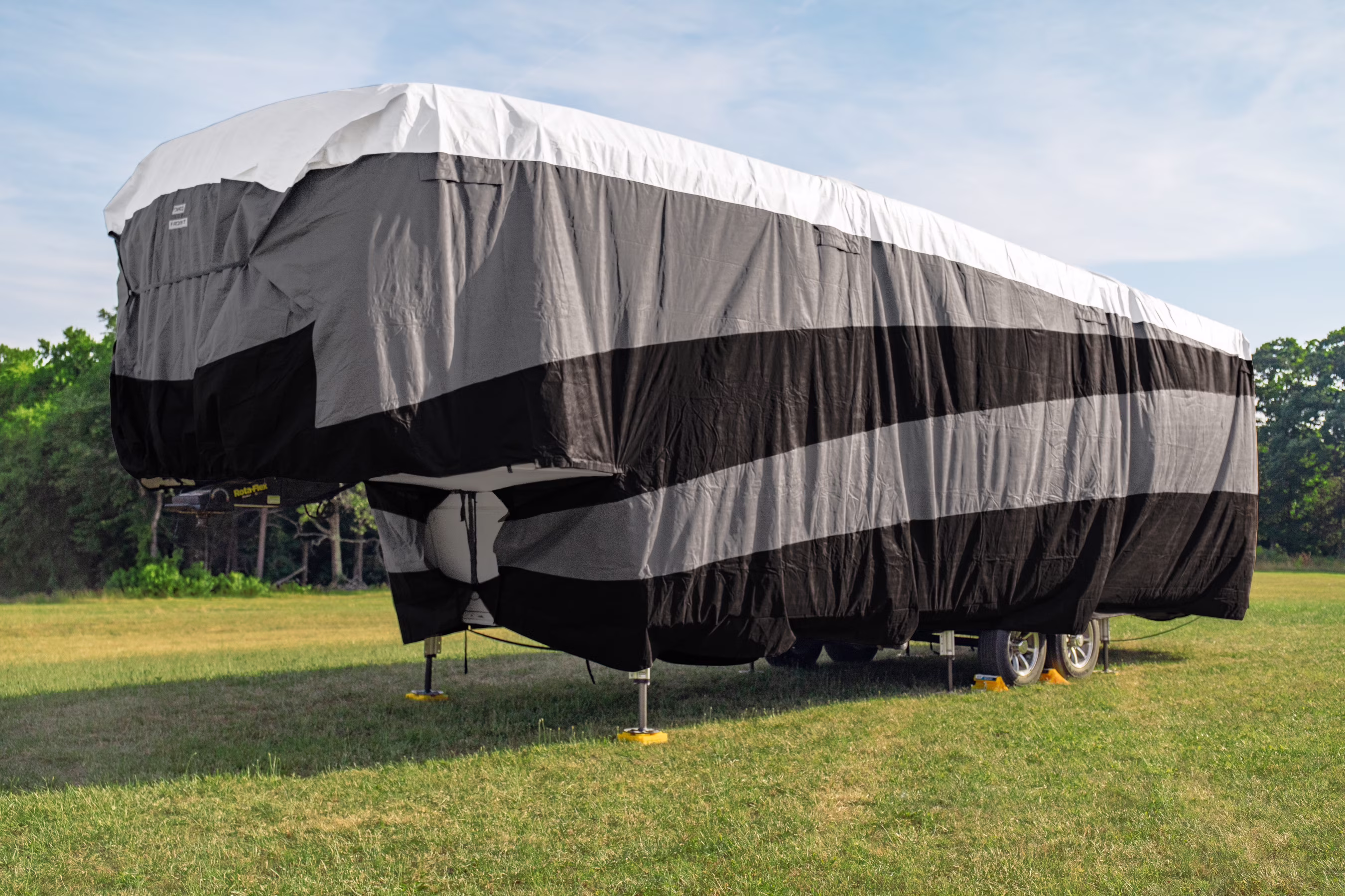 Camco ULTRAGuard Supreme RV Cover | Fits Fifth Wheel Trailers 34 to 37-Feet | Extremely Durable Design | Weatherproof with a Dupont Tyvek Top | (56150)
