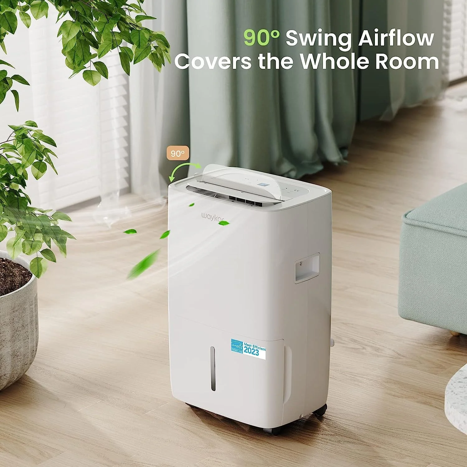 Waykar 80 Pints Dehumidifier, Energy Star Dehumidifier for Basements and Home, Dehumidifiers with Drain Hose, 1.14 Gallons Water Tank, Spaces up to 5,000 Sq. Ft