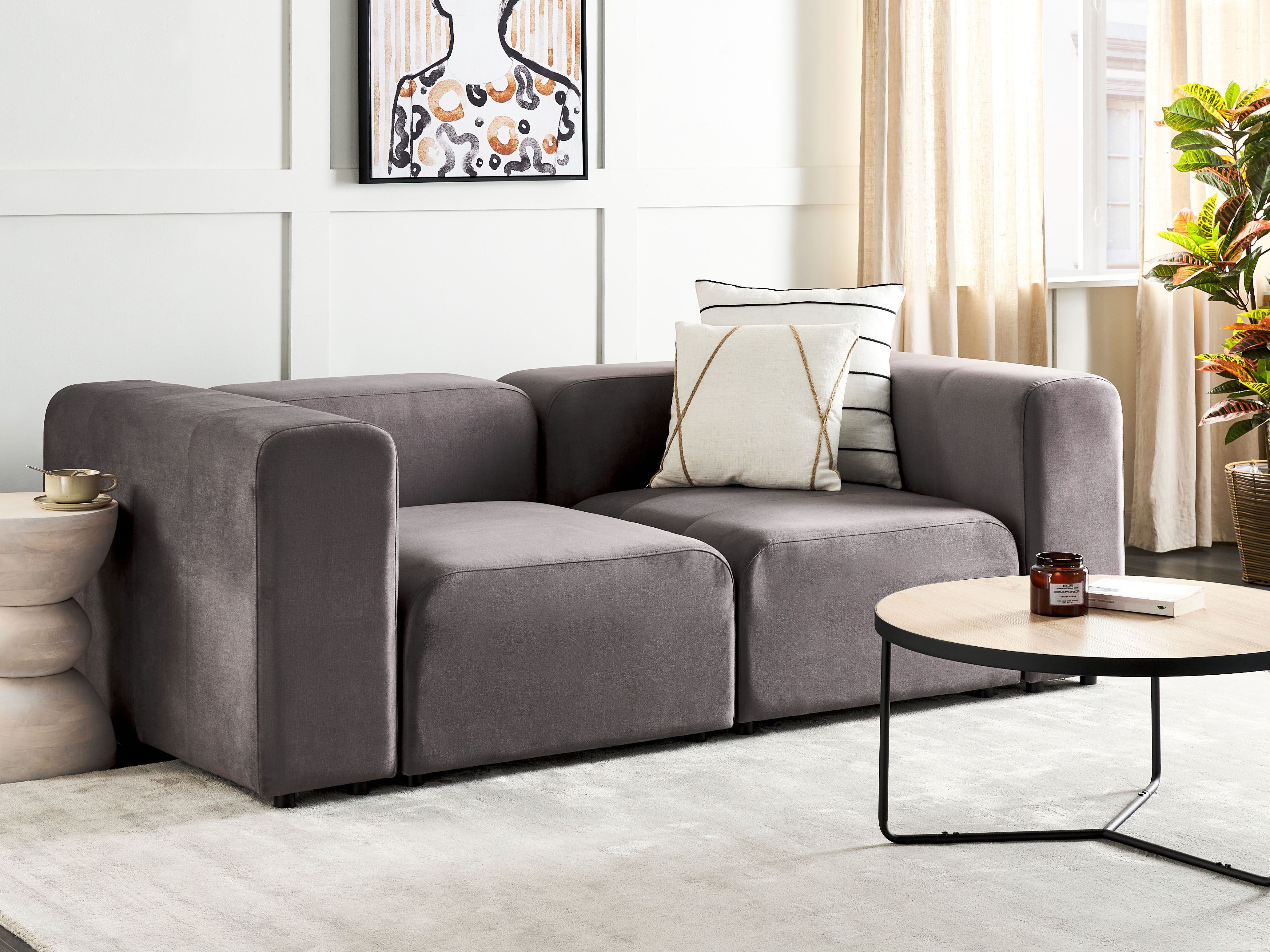 Modular Sofa 2 Seater FALSTERBO Velvet Dark Grey
