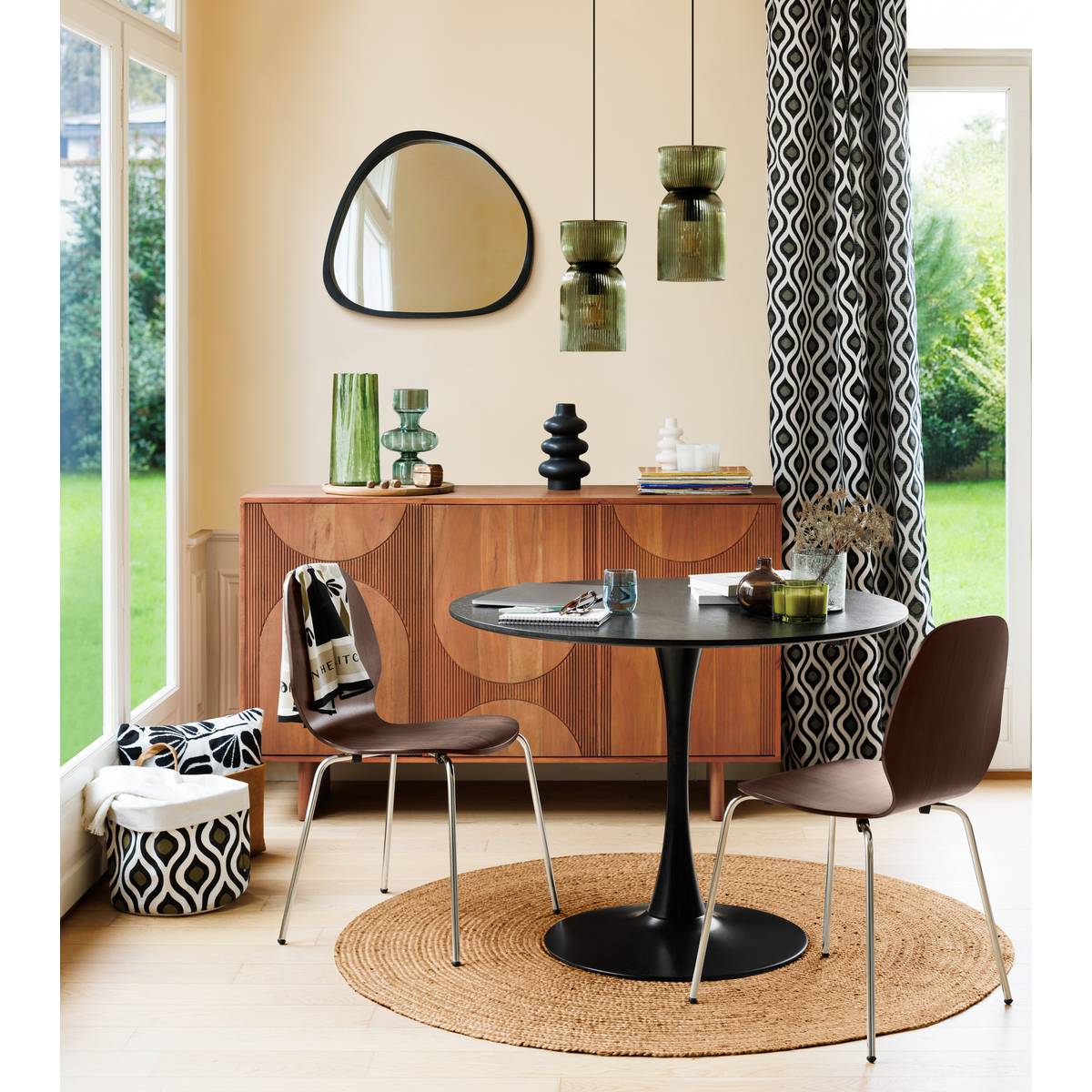 3-door buffet "Nanda" Acacia, Brown, 150x90.5 cm