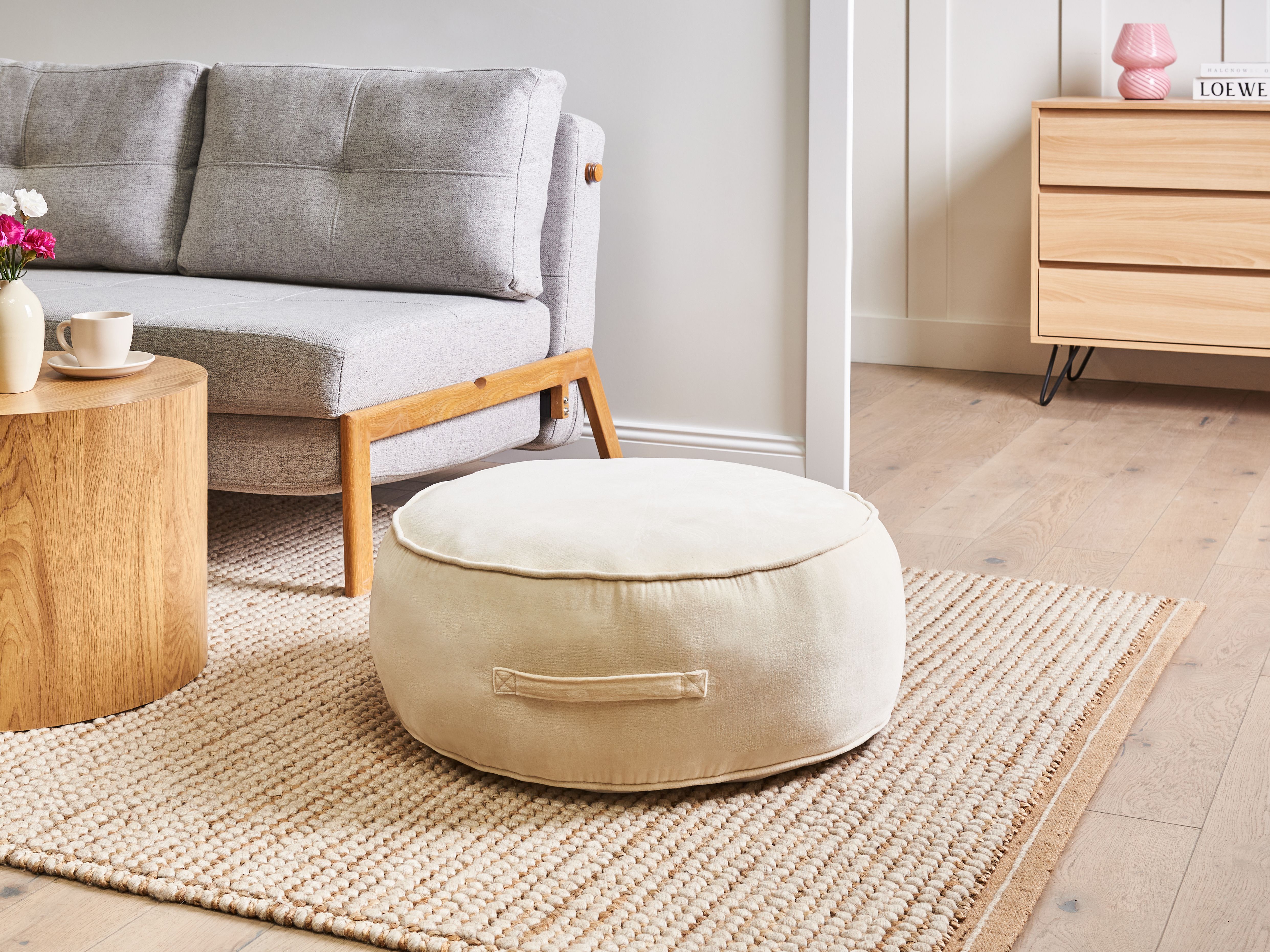 Pouffe YULLE Velvet Light Beige