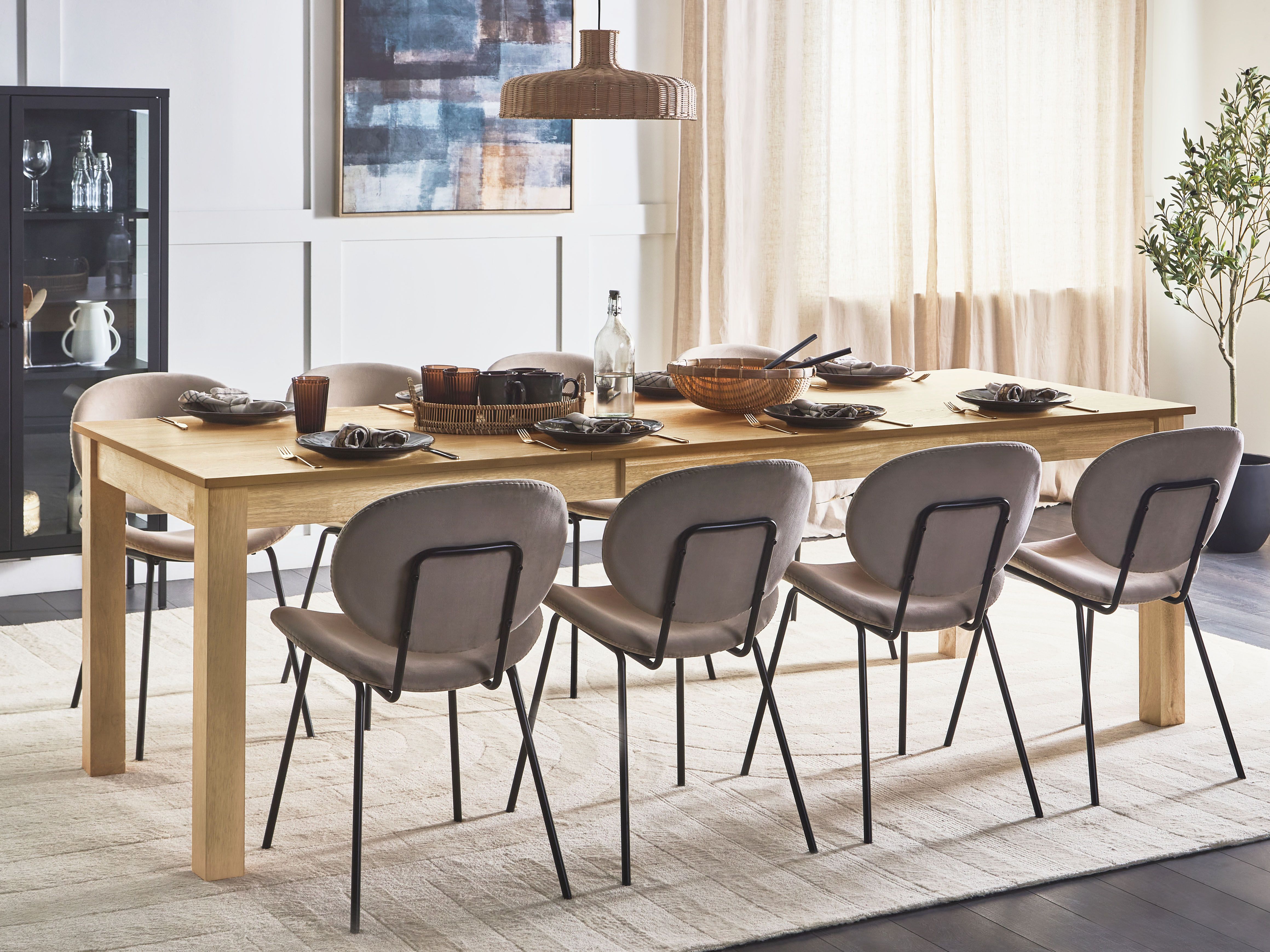 Extending Dining Table MADURA Natural Ash Wood 160/240 cm 90 cm