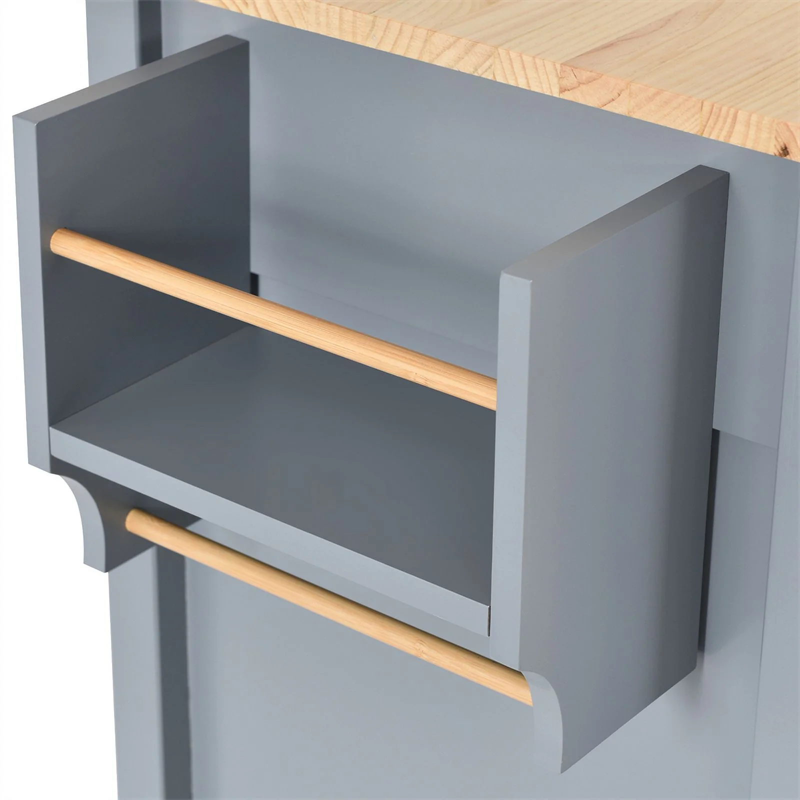 Kitchen Storage Islands&Carts with Solid Wood Top and Locking Wheels, Kitchen Island Cart with 4 Door Cabinet and Two Drawers, Kitchen Cabinets for Kitchen and Dining Room, Green - Image 18