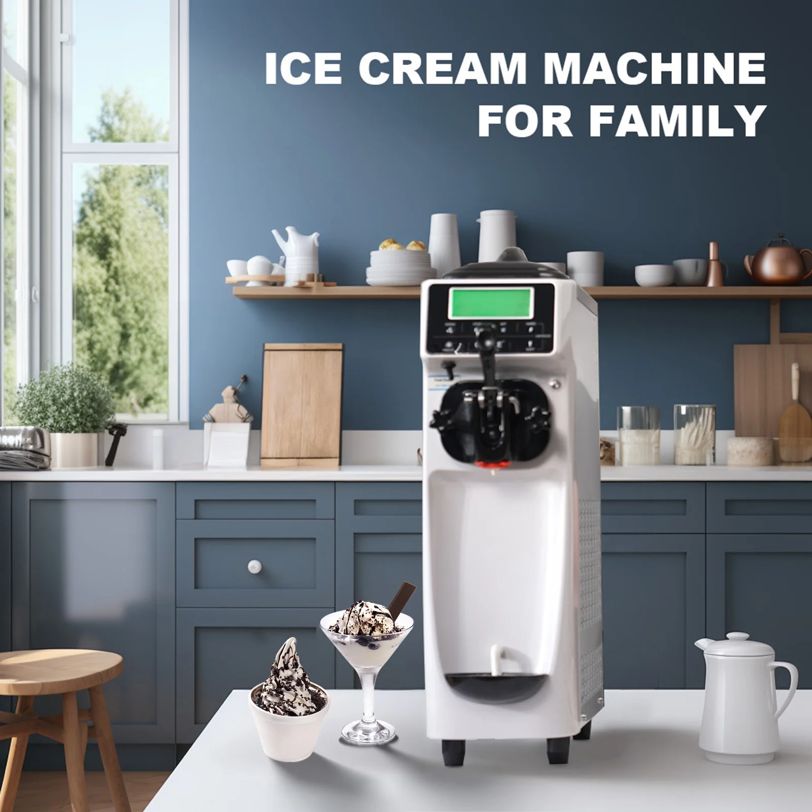 Soft Serve Ice Cream Machine, 3.2 to 4.2 Gal/H Soft Serve Ice Cream Machine with Pre-cooling, 1050W Single Flavor Ice Cream Maker machine With 1.6 Gal Tank - Image 6