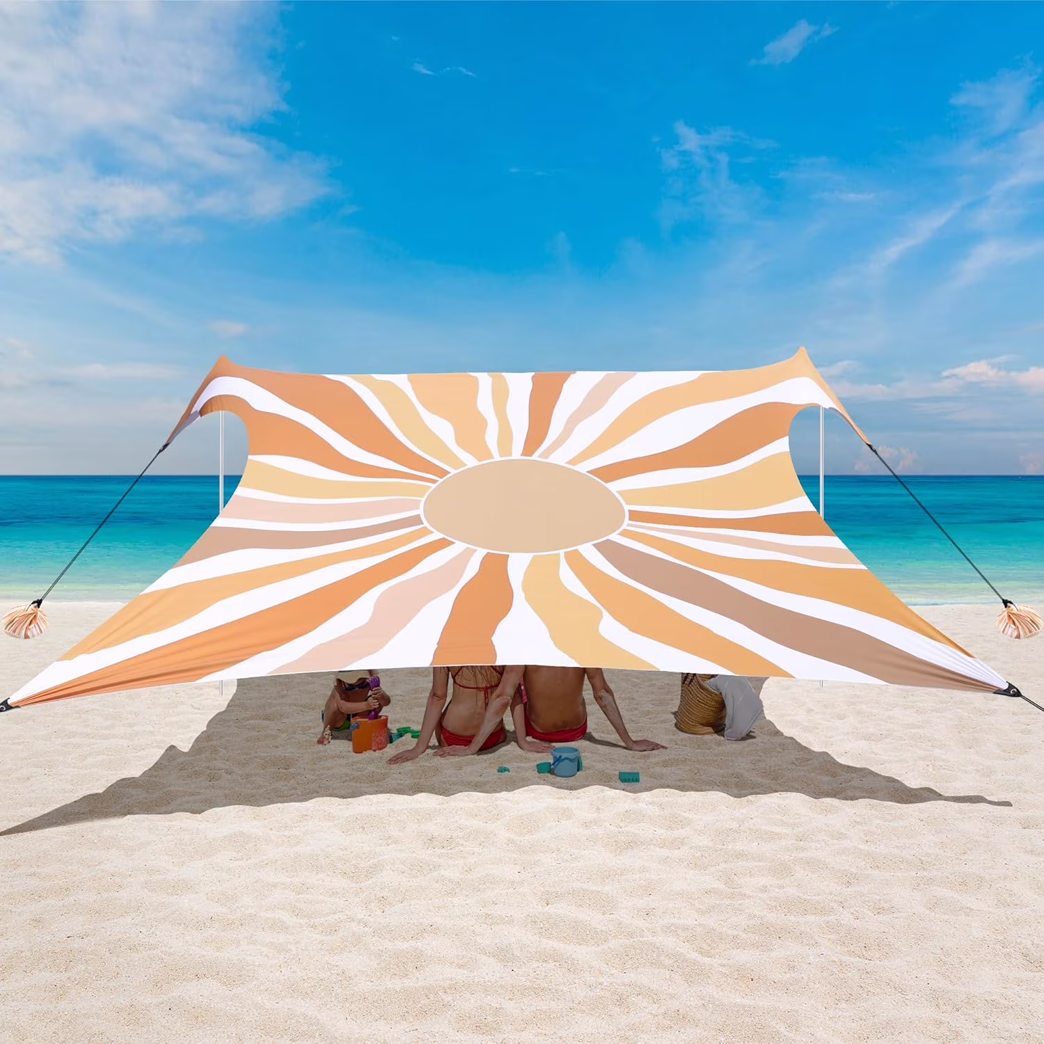 Beach Tent, UPF 50+ Beach Canopy Sun Shade, Portable 10×10 FT Large Pop-Up Beach Tent Sun Shelter with Sand Anchors, Ground Pegs, Easy Setup for Beach, Camping, Park, and Backyard Fun - Image 7