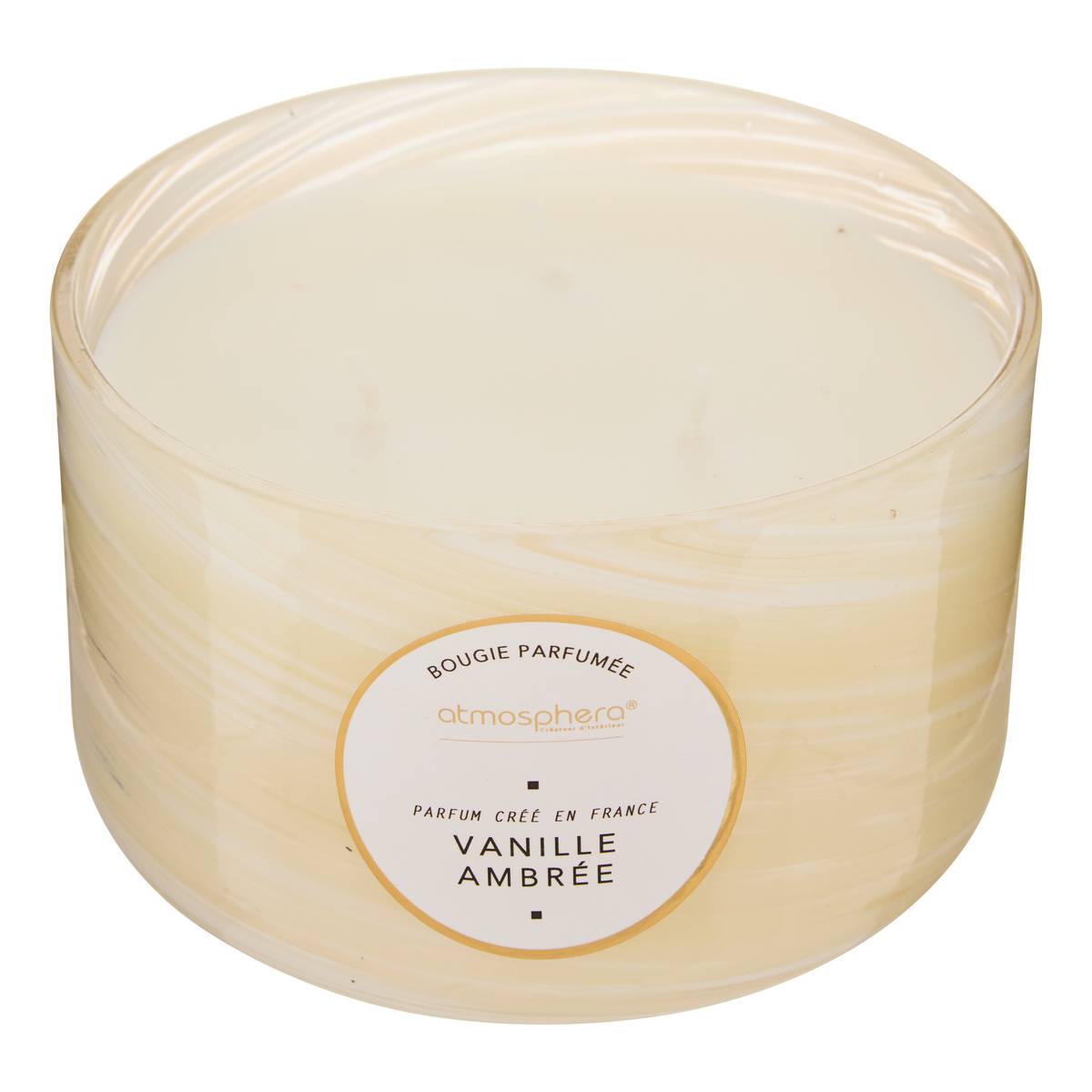 Scented Candle Round "Wavy" Woody fragrance, gourmet scent, Amber vanilla, 540g