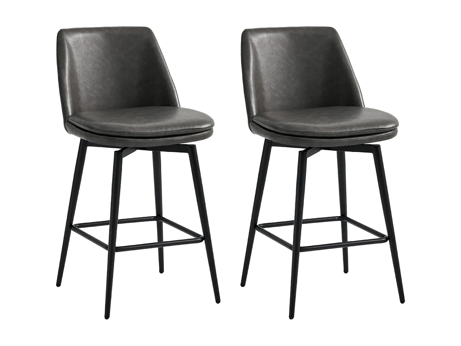 Lot de 2 Tabouret de Bar, en PU, Rotatif sur 360° Hauteur 96 cm, pour Bars et Cuisine