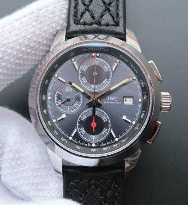 Replica IWC Ingenieur Chrono IW380702 Gray Dial Leather Strap - Top club