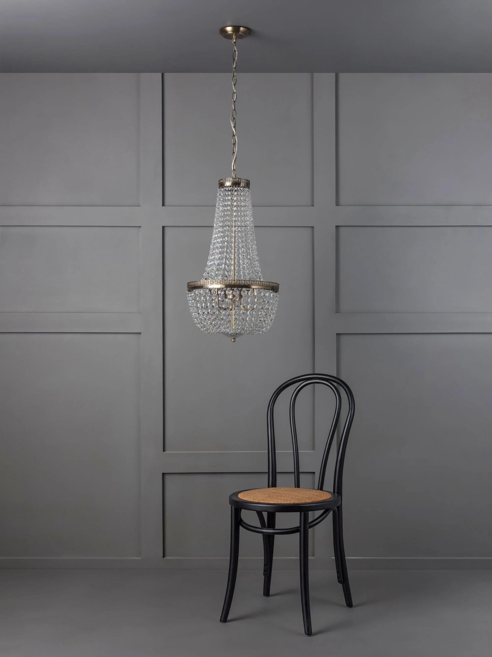 Light antique brass crystal glass chandelier