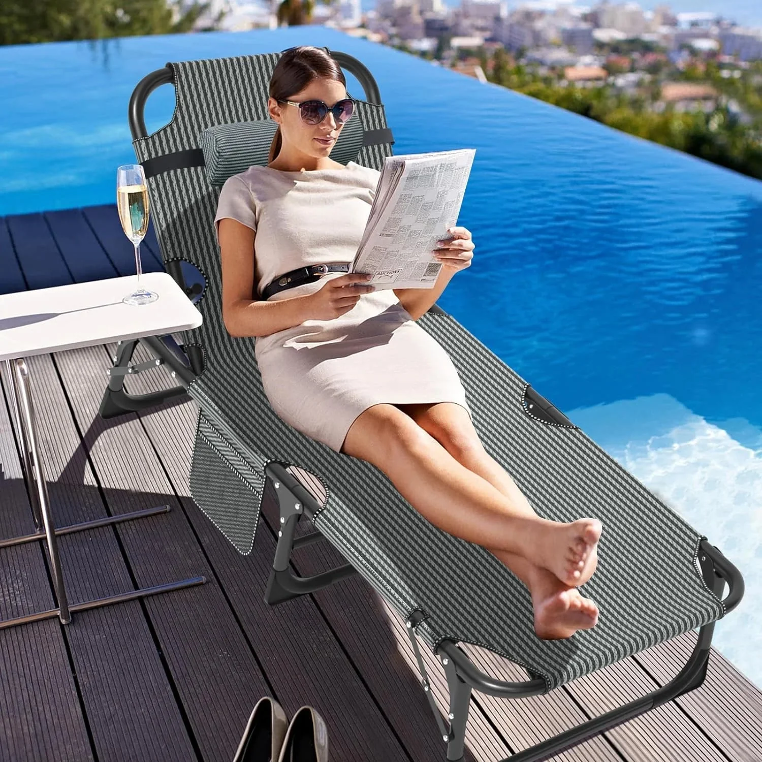 Slsy 5-Position Adjustable Folding Lounge Chair And Cot - 75.2" x 25.6" x 11.8" - Image 57 Slsy 5-Position Adjustable Folding Lounge Chair And Cot - 75.2" x 25.6" x 11.8" - Image 57
