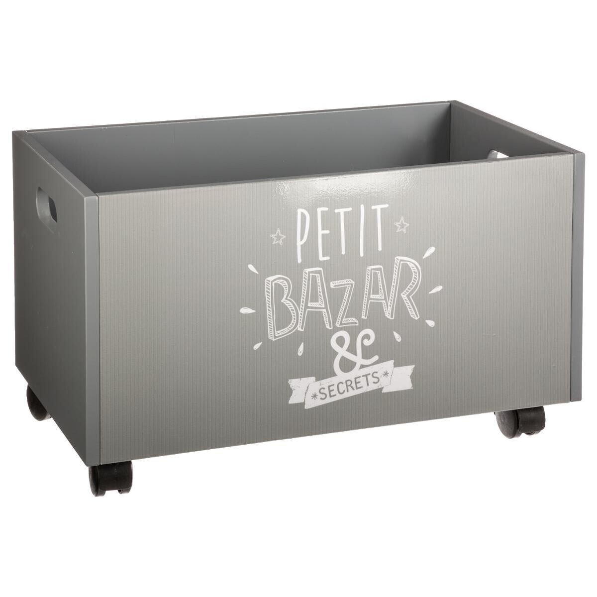 Toy chest with wheels Grey, 48x28 cm