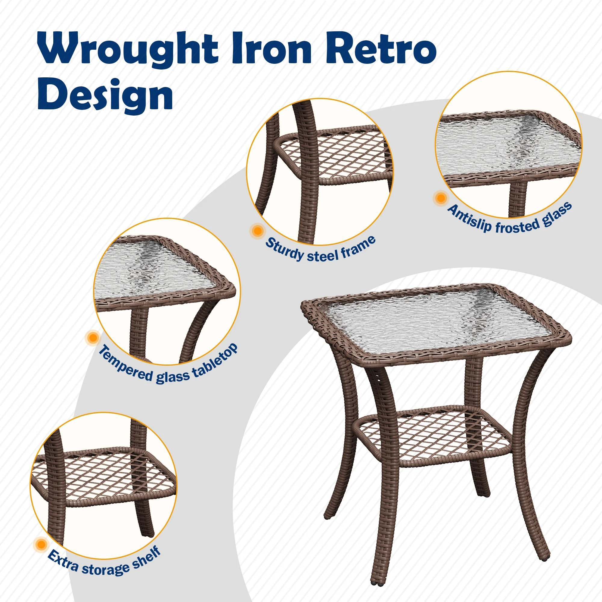 ELPOSUN 3-Piece Outdoor Rocking Chairs, Wicker Patio Furniture with Thickened Cushions and Table for Porch