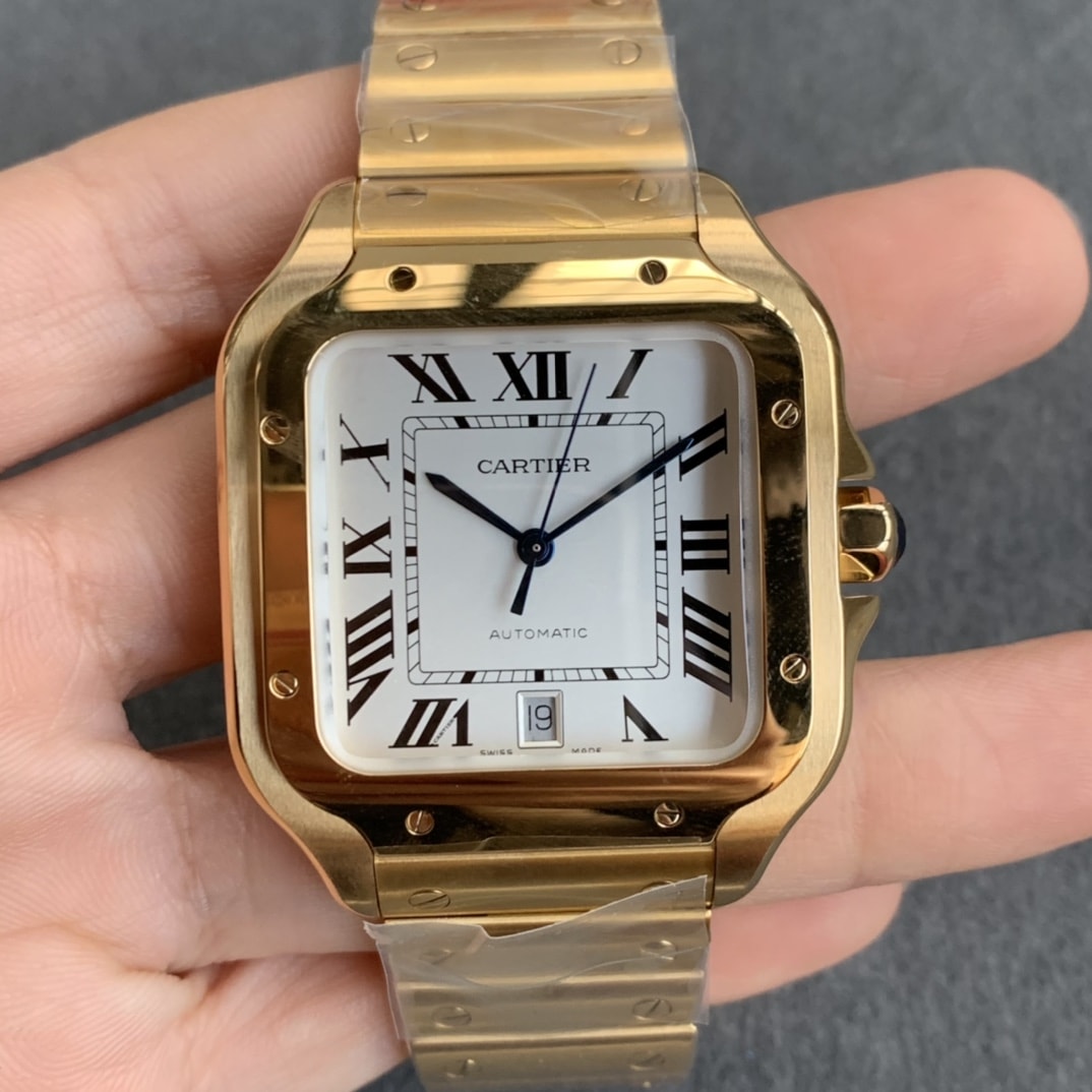 Fake cartier watch Santos large model mechanical movement Santos De Cartier Large Yellow Gold WGSA0029 GF(1:1 replica) - Top club