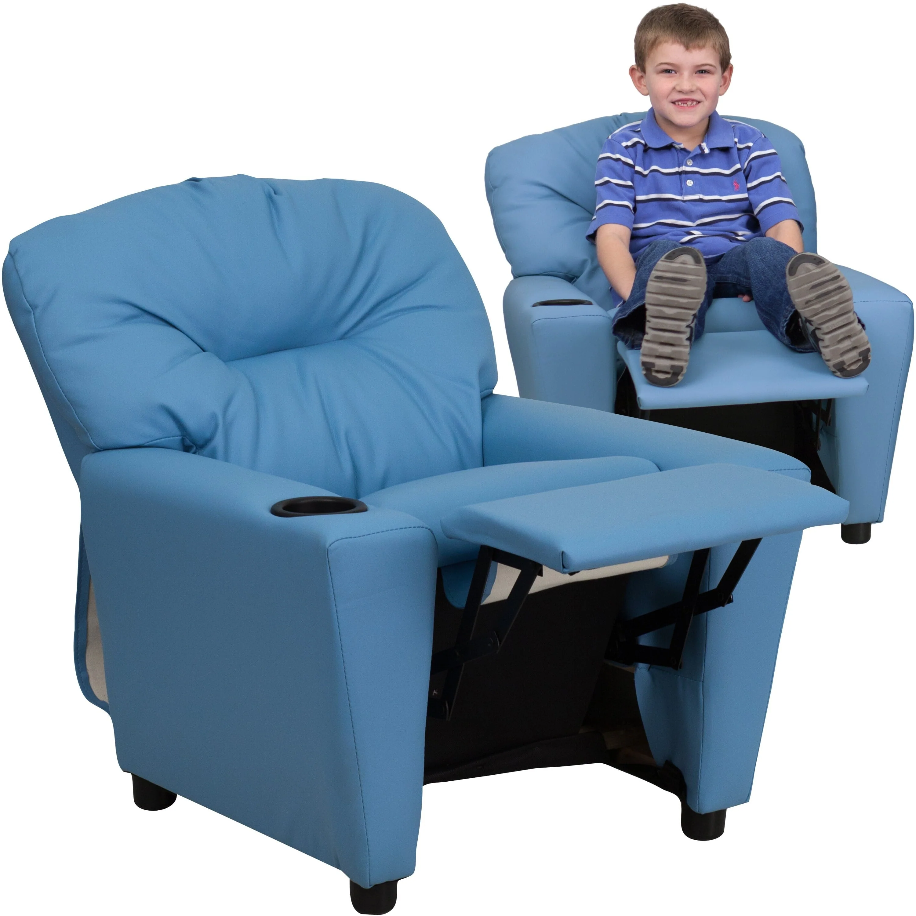 Lancaster Home Contemporary Kids Recliner with Cup Holder Brown Microfiber - Image 15