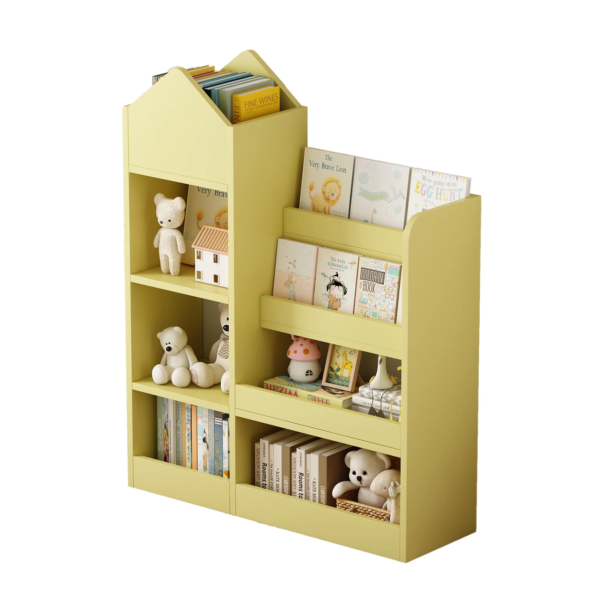 PORKISS Bookshelf for Kids, Wood Kids Bookcase with Toy Storage Organizer, Freestanding Book Shelf with 6 Compartments and 2 Baskets Bins for Kids Bedroom, Nursery, Playroom, Natural - Image 19