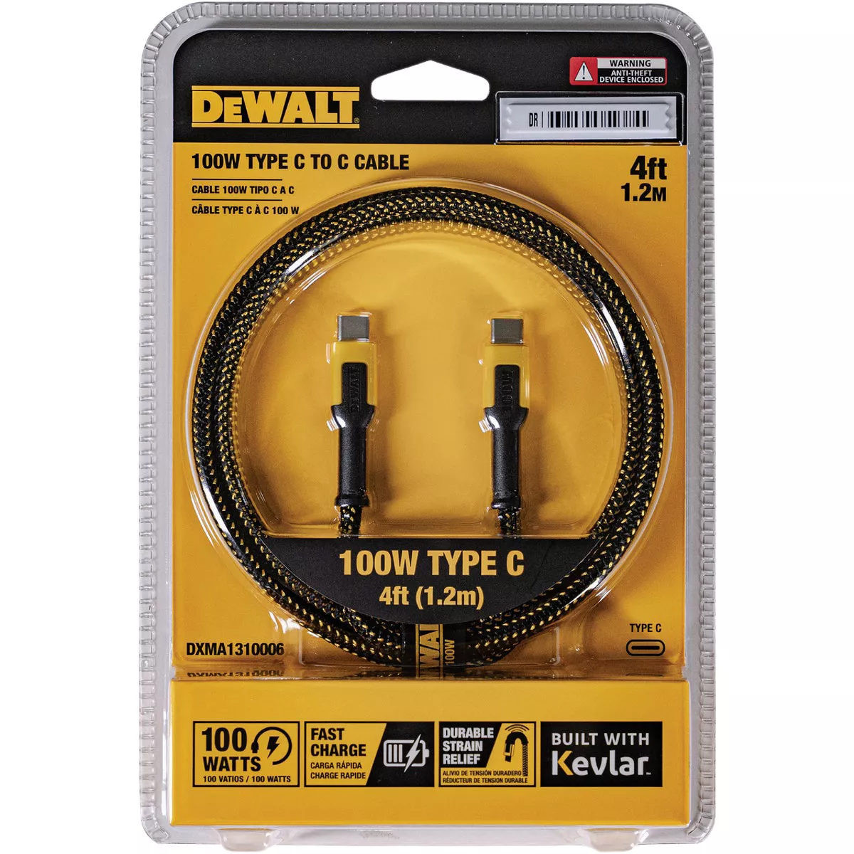 DEWALT 4 Ft. 100W Type-C to Type-C Cable