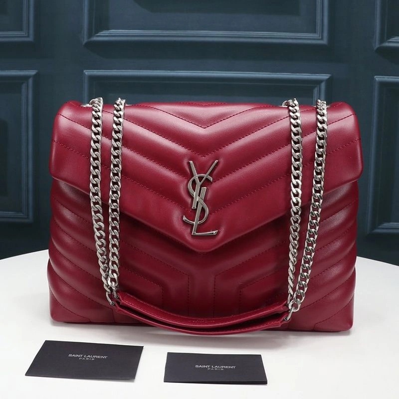 Saint Laurent Medium Loulou Chain Bag In Y Matelasse Leather Red Silver - Zealreplica ru | Zealreplicaru.com1:1High-quality replica