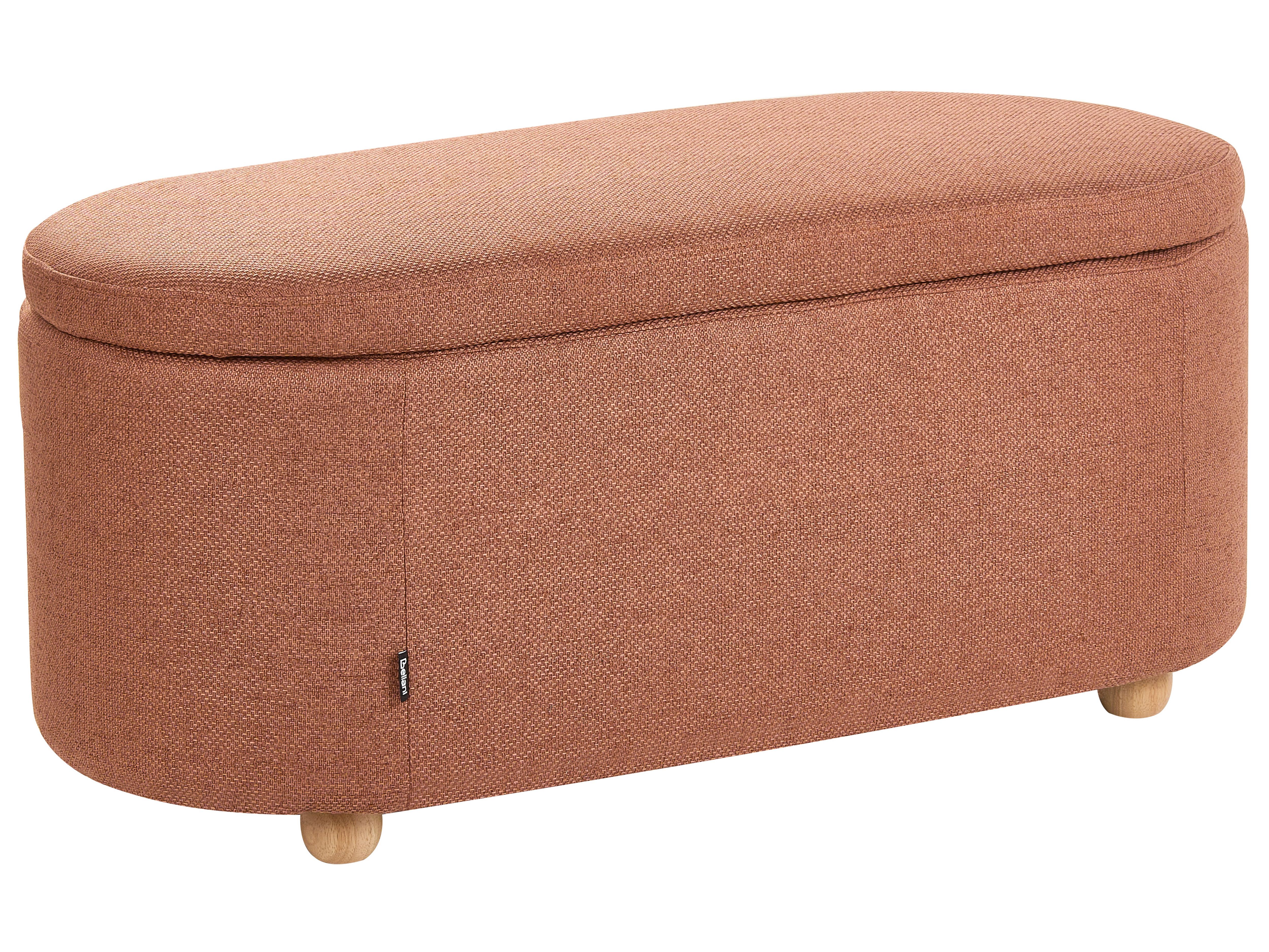 Upholstered Storage Bench HAYWARD Fabric 98 cm 44 cm Golden Brown