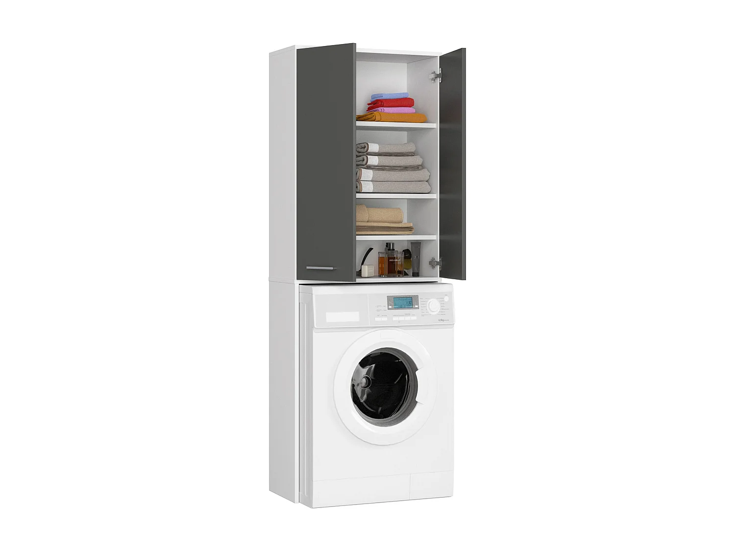 Meuble de rangement pour machine à laver, 2 portes, 64 x 30 x 190 cm