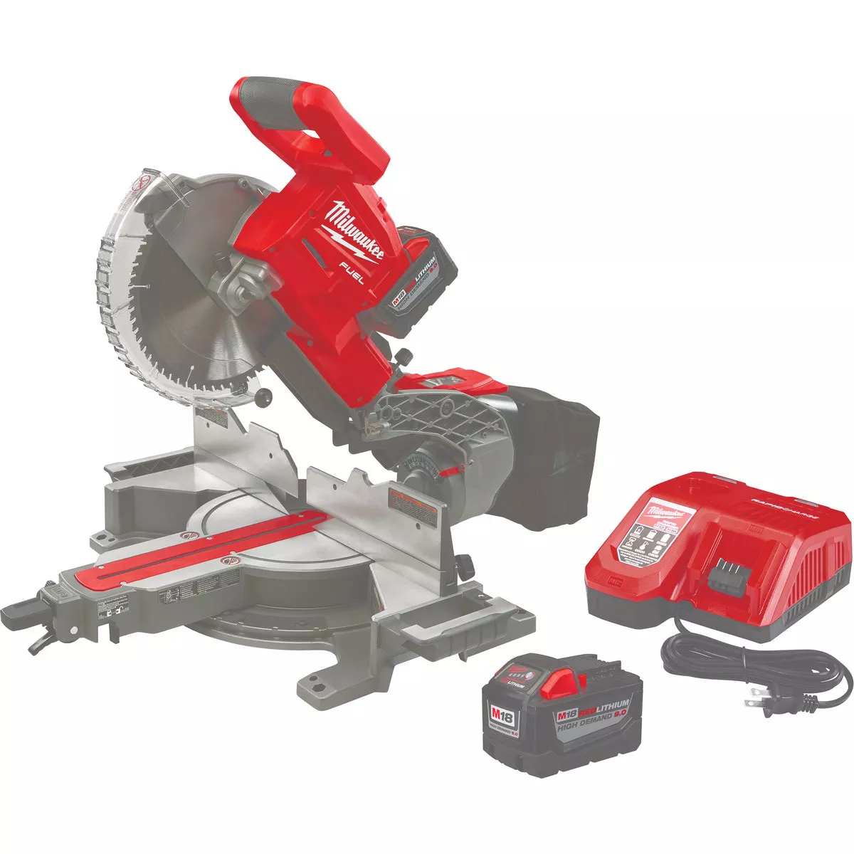 Milwaukee M18 FUEL Brushless 10 In. Dual Bevel Sliding Compound Cordless Miter Saw Kit with 8.0 Ah Battery & Charger
