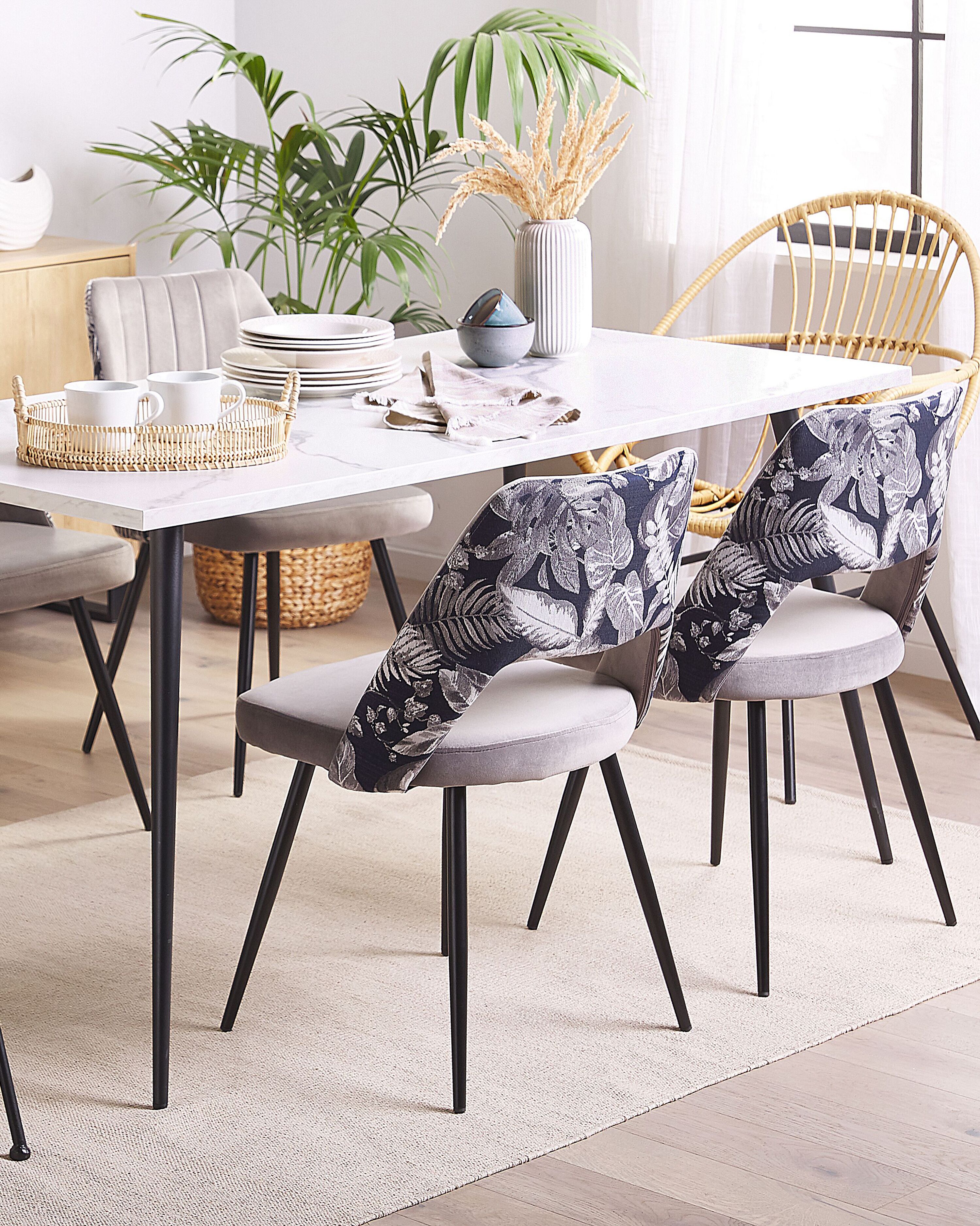 Set of 2 Dining Chairs ANSLEY Velvet Grey