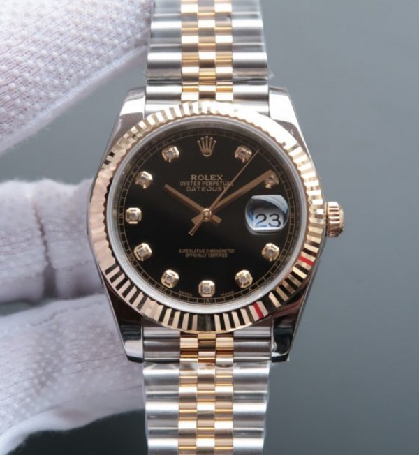 Replica Rolex DateJust 41mm 126333 Noob YG Wrapped Black Dial SS/YG Jubilee Bracelet A2836 - Elite Watch Atelier