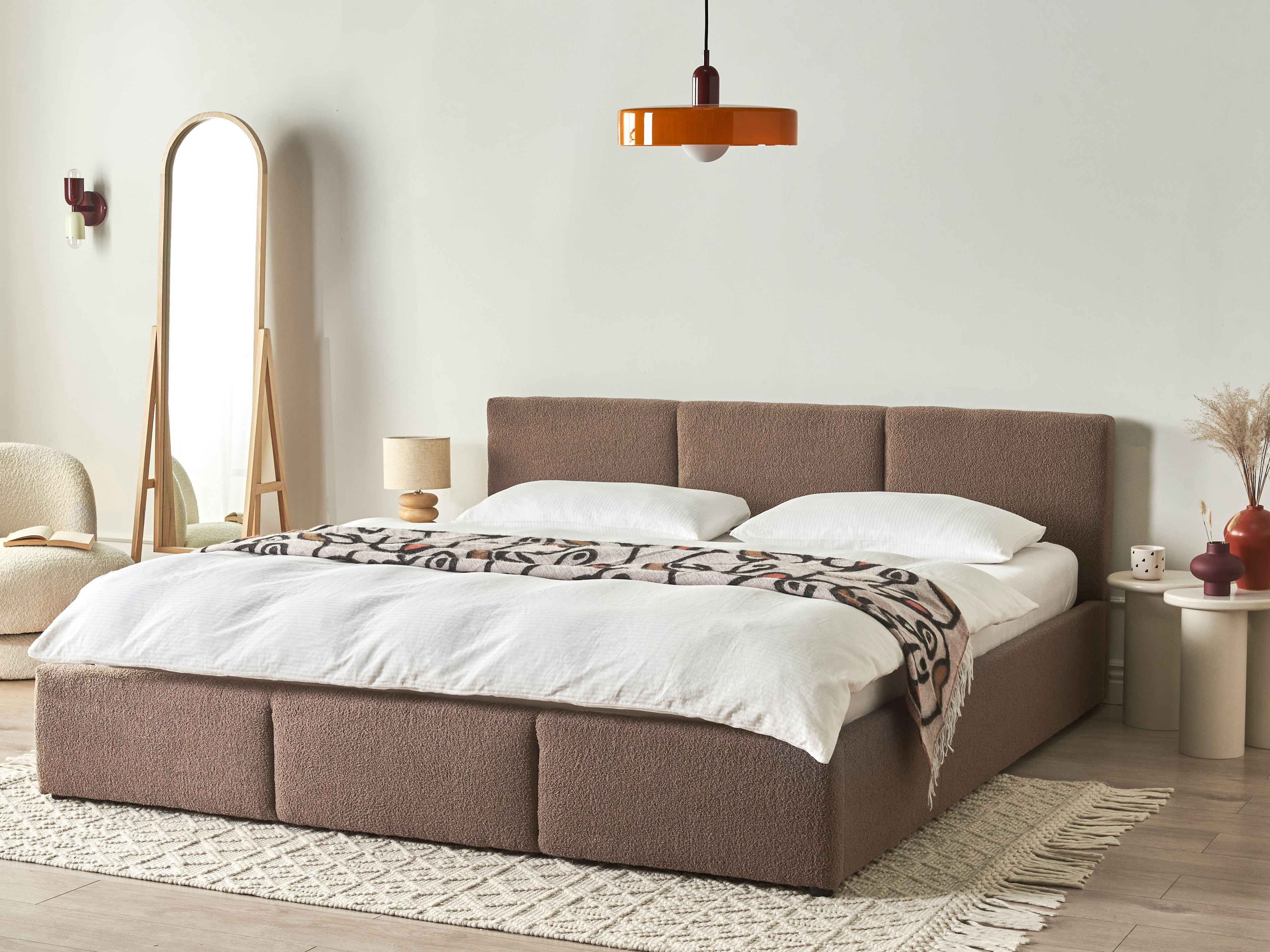 Ottoman Bed Boucle BOUSSE 180 x 200 cm (EU Super King) Taupe