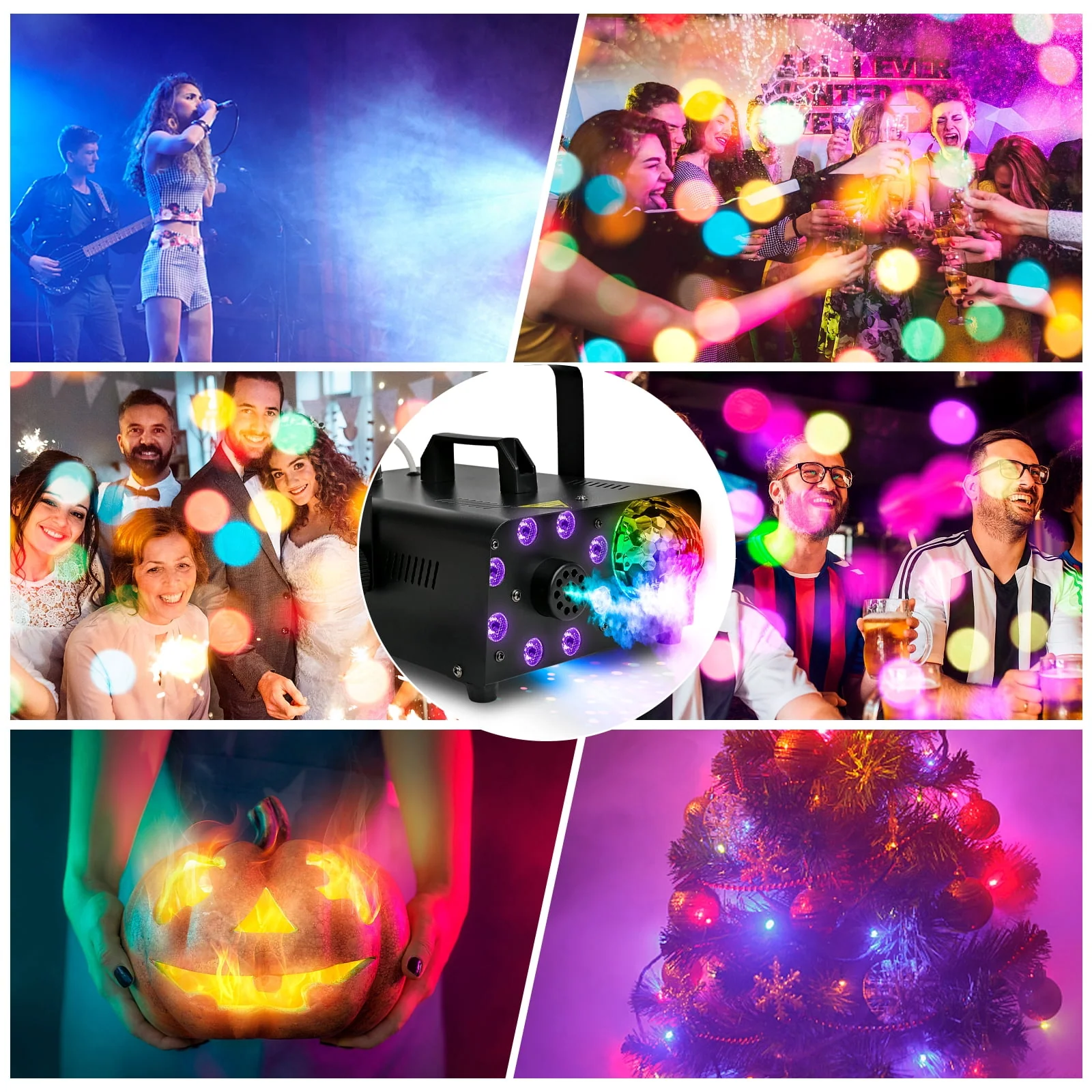 Yexmas 600W Fog Machine with Disco Ball & 8 RGB LED Lights – 2000CFM and Remote Control for Parties, Weddings, Halloween & DJ Events - Image 8 Yexmas 600W Fog Machine with Disco Ball & 8 RGB LED Lights – 2000CFM and Remote Control for Parties, Weddings, Halloween & DJ Events - Image 8