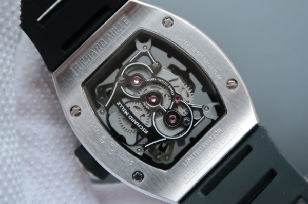 Replica Richard Mille RM038 SS Black Inner Bezel Skeleton Dial Black Rubber Strap Jap Quartz - Top club