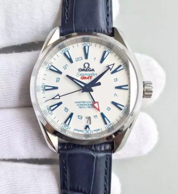 Replica Omega Seamaster CO-AXIAL 150M GoodPlanet SS GMT White Dial Leather A8605 - Top club