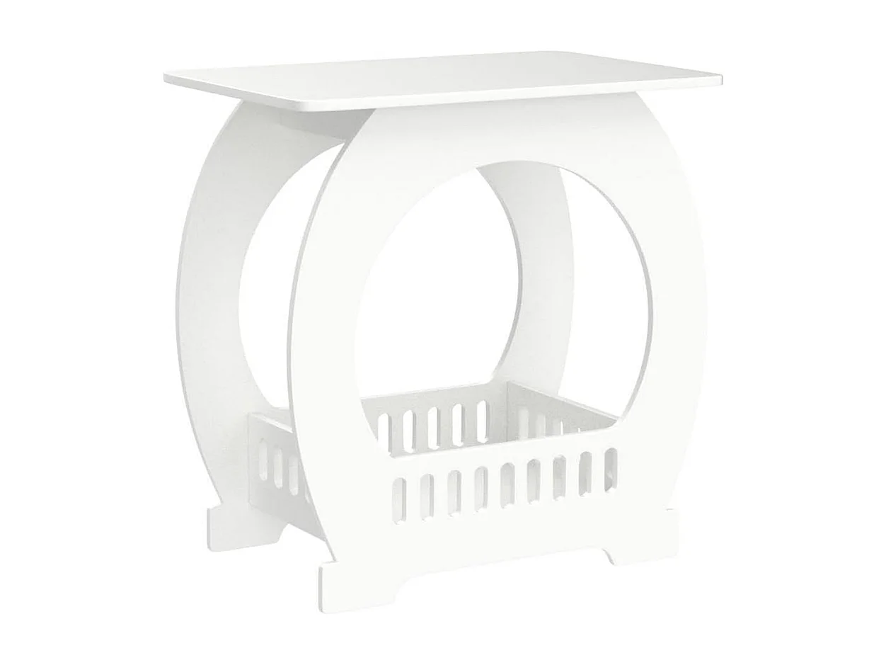Table de Chevet,Table de Nuit avec Panier,Table à Café de Petits Espaces,Bout de Canapé,Table de Salon - 44x30x46cm - Blanc