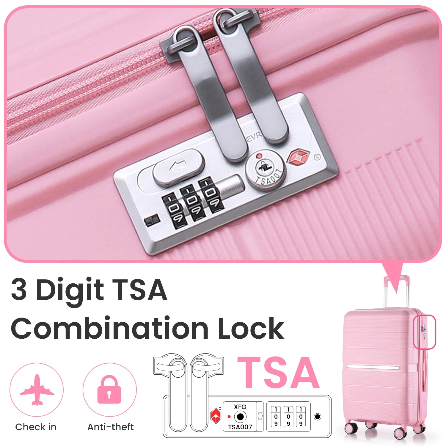4 Piece Luggage Set, Expandable Lightweight Suitcase Set, PP Materials Travel Luggage with TSA Lock Spinner Wheels, White (14/20/24/28) - Image 25