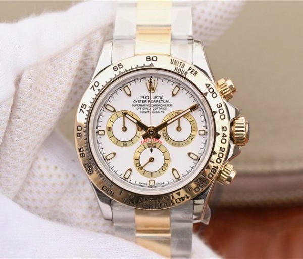 Replica Rolex Daytona 116523 Thick YG Wrapped White Dial Bracelet A7750 - Top club