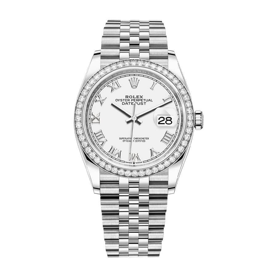 Rolex Datejust 36 126284RBR-0018 White Roman Dial Jubilee Replica - Elite Watch Atelier