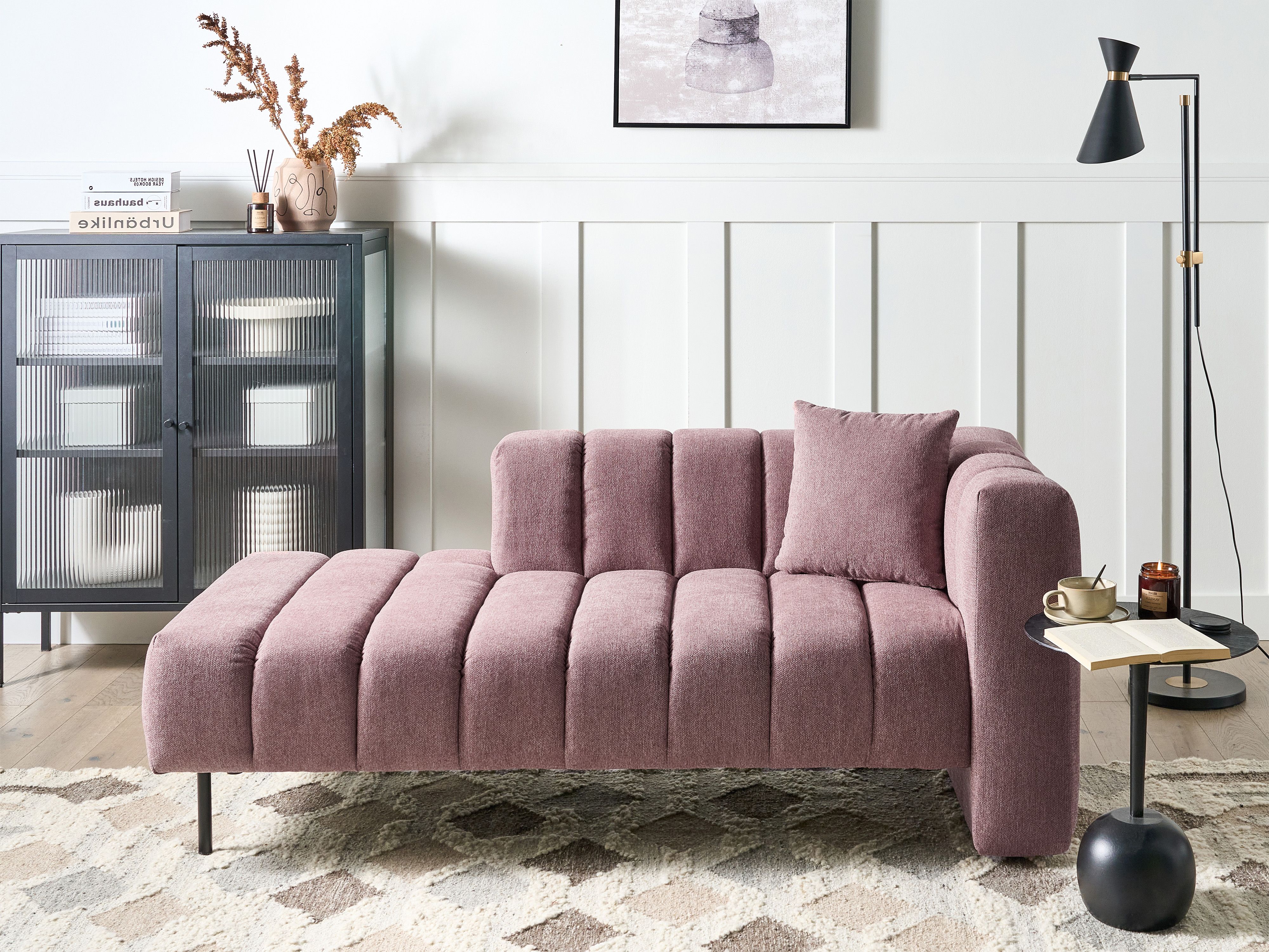 Right-Hand Chaise Lounge LANNILS Fabric Pink