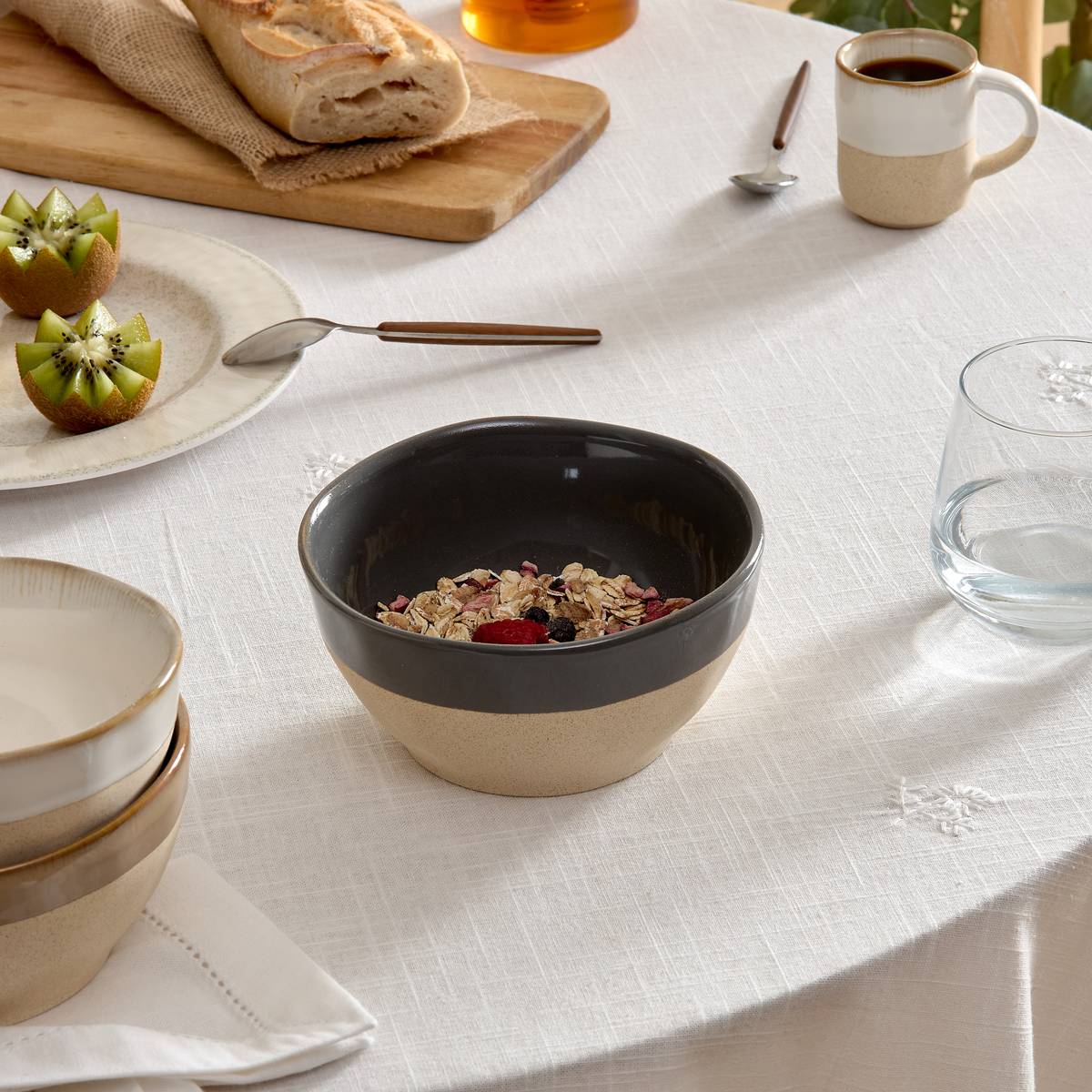 Bowl "Kate" 720 ml, earthenware, blue-gray