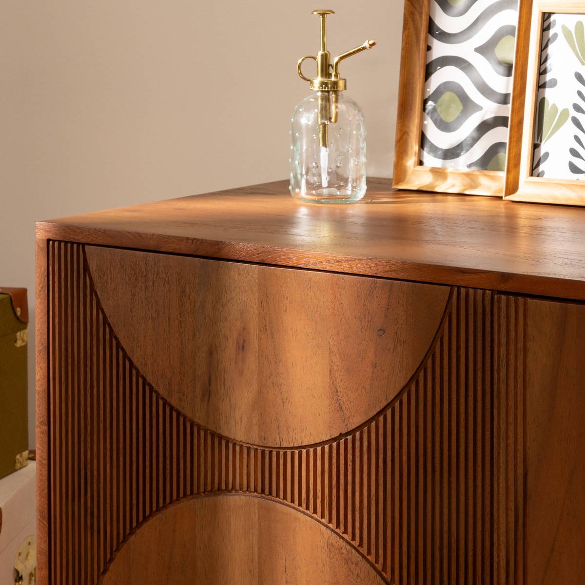 3-door buffet "Nanda" Acacia, Brown, 150x90.5 cm