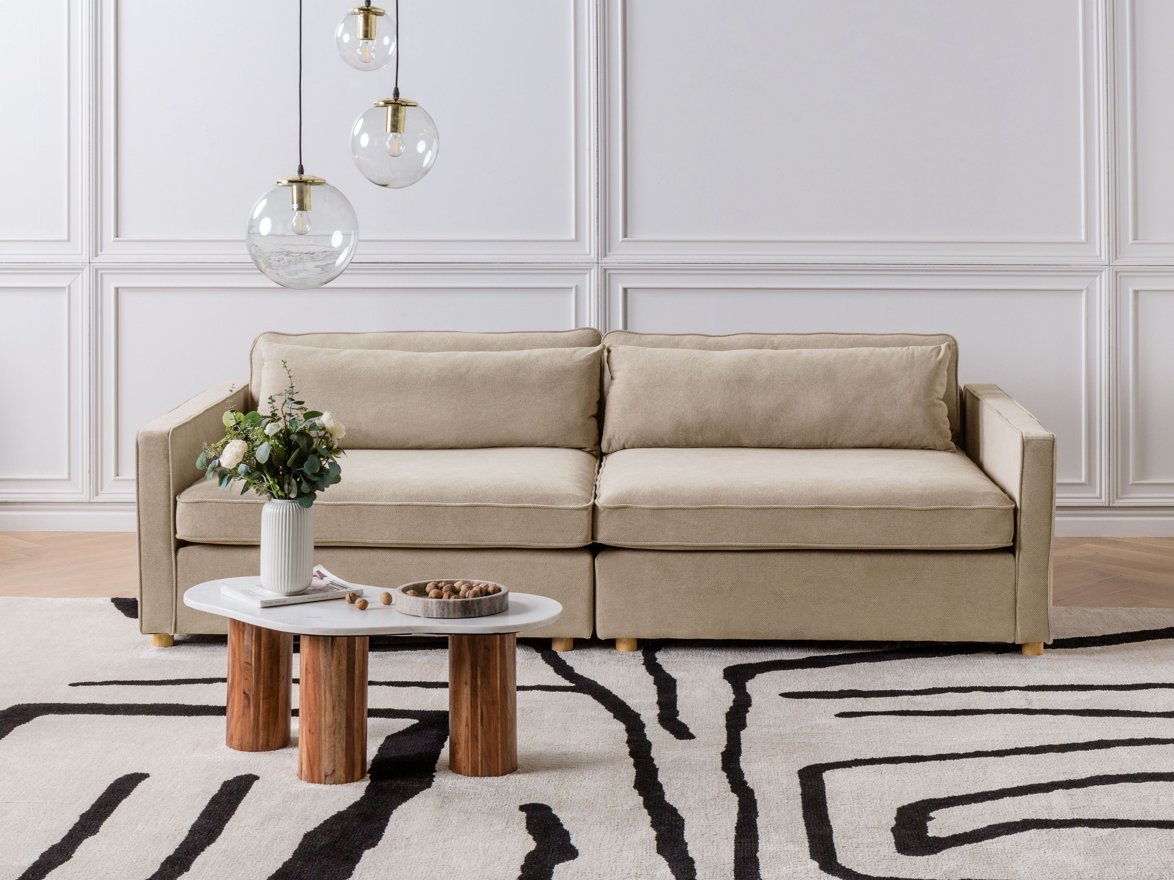 Sofa 3 Seater VINSTRA Fabric Taupe
