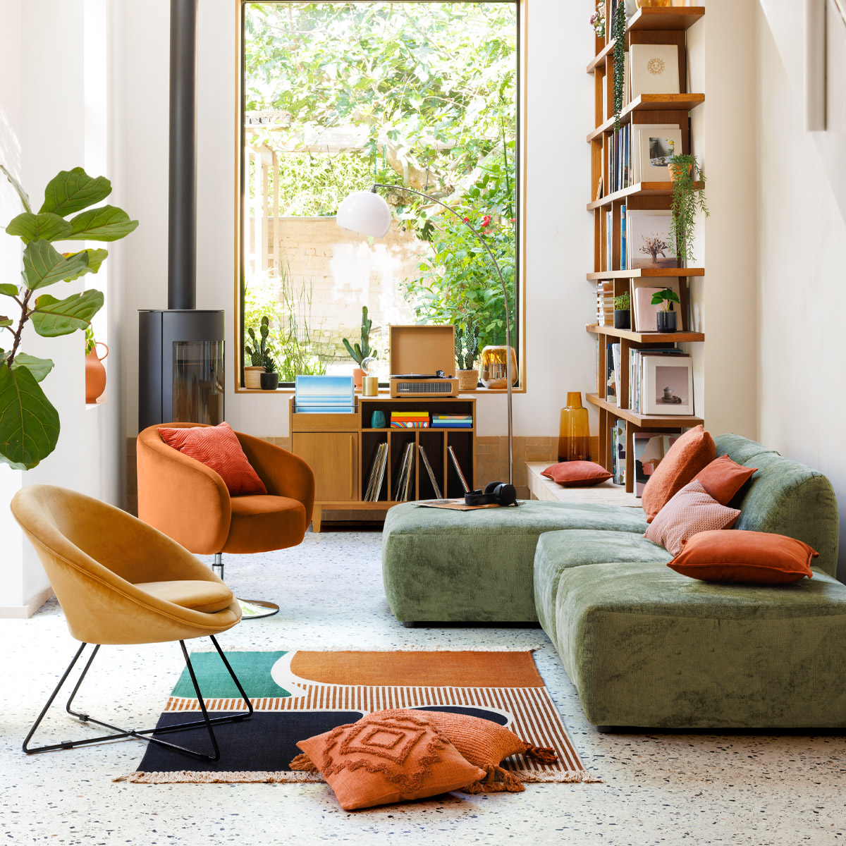 Lounger module "Mavuno" Velvet, cedar green