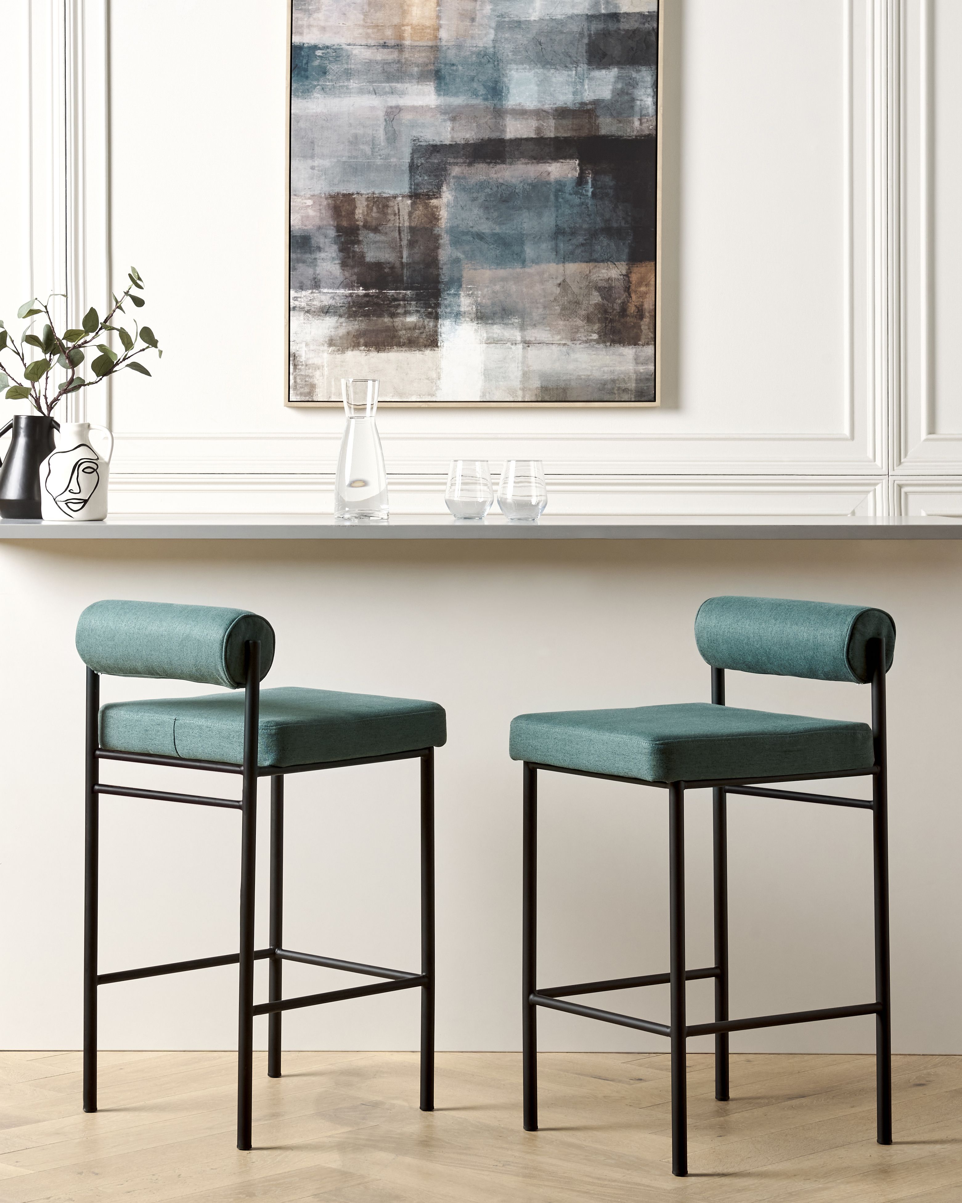 Set of 2 Bar Chairs AMAYA Teal