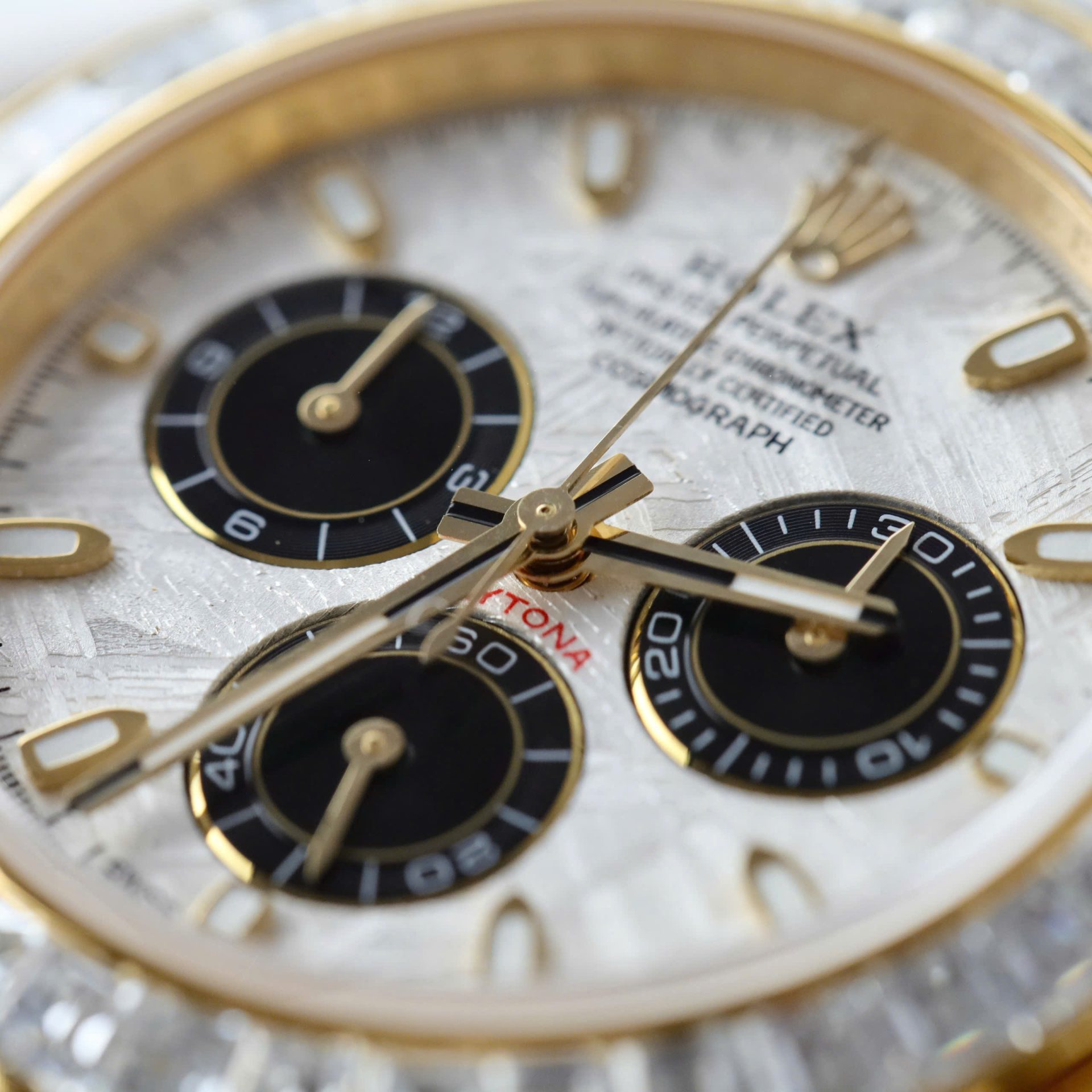 Rolex Daytona Meteorite Dial Copies Watch Gold Wrapped + Moisanite Baguette 40mm - Top club