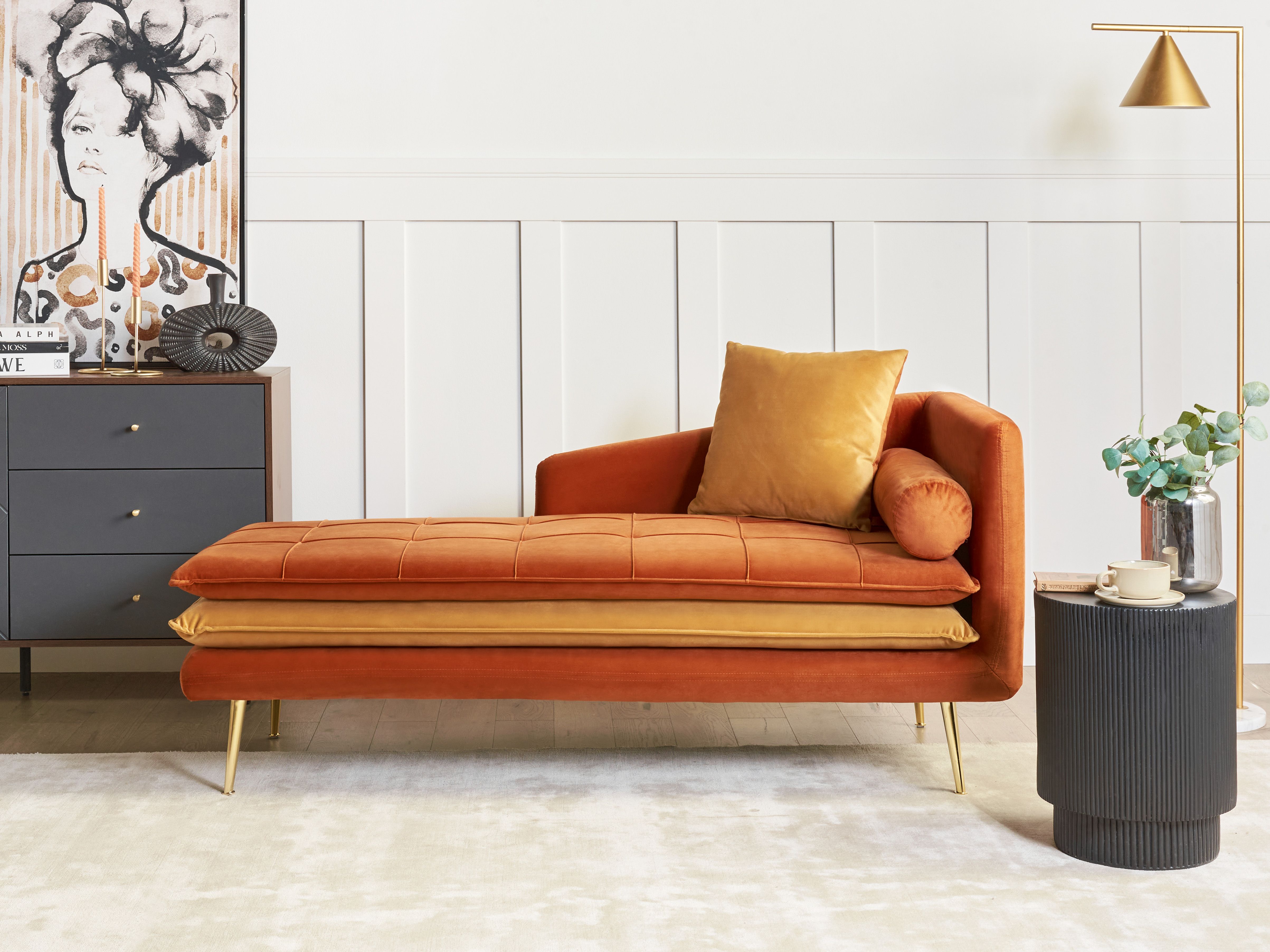 Right-Hand Chaise Lounge GONESSE Velvet Orange
